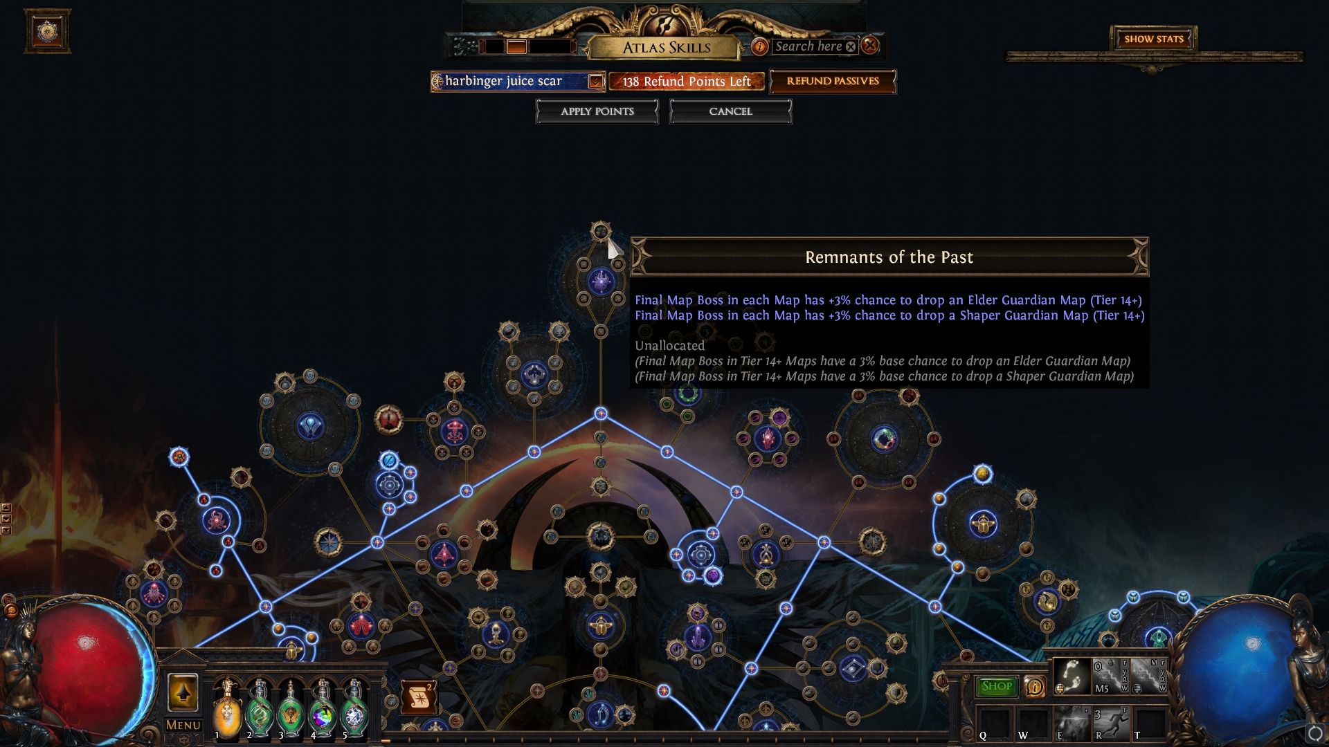 Obteniendo la habilidad de atlas notable Remnants of the Past en Path of Exile