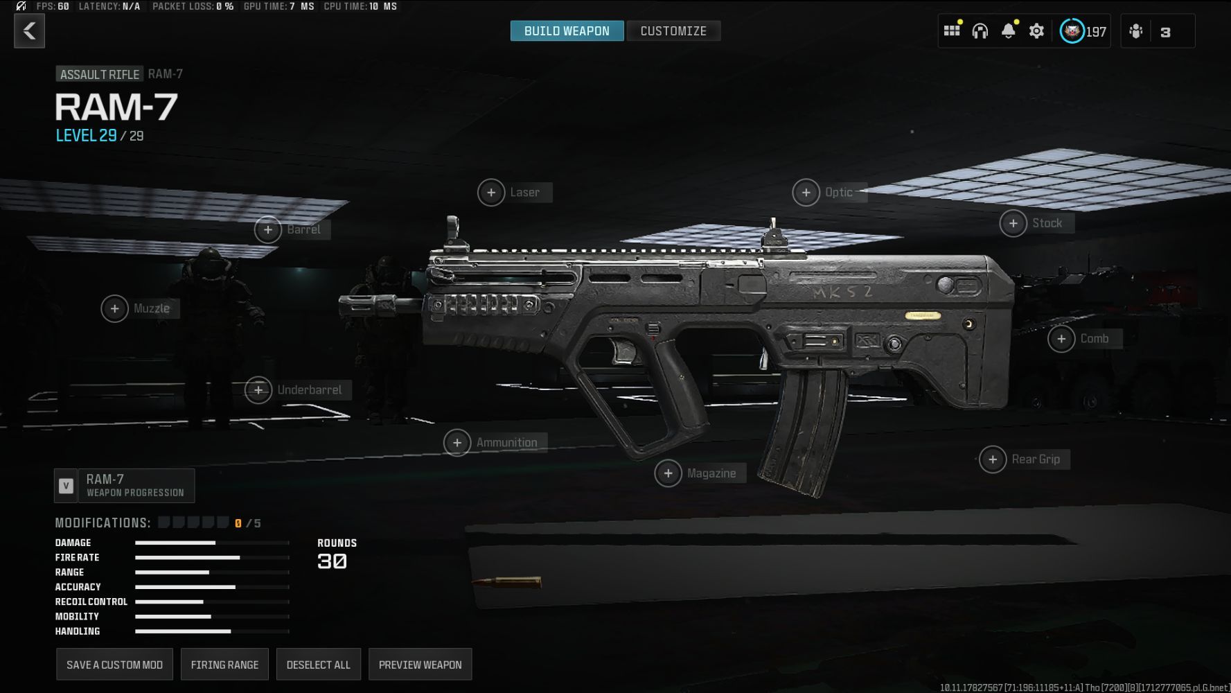 RAM-7 gris básica en el menú Armero en Call Of Duty Warzone