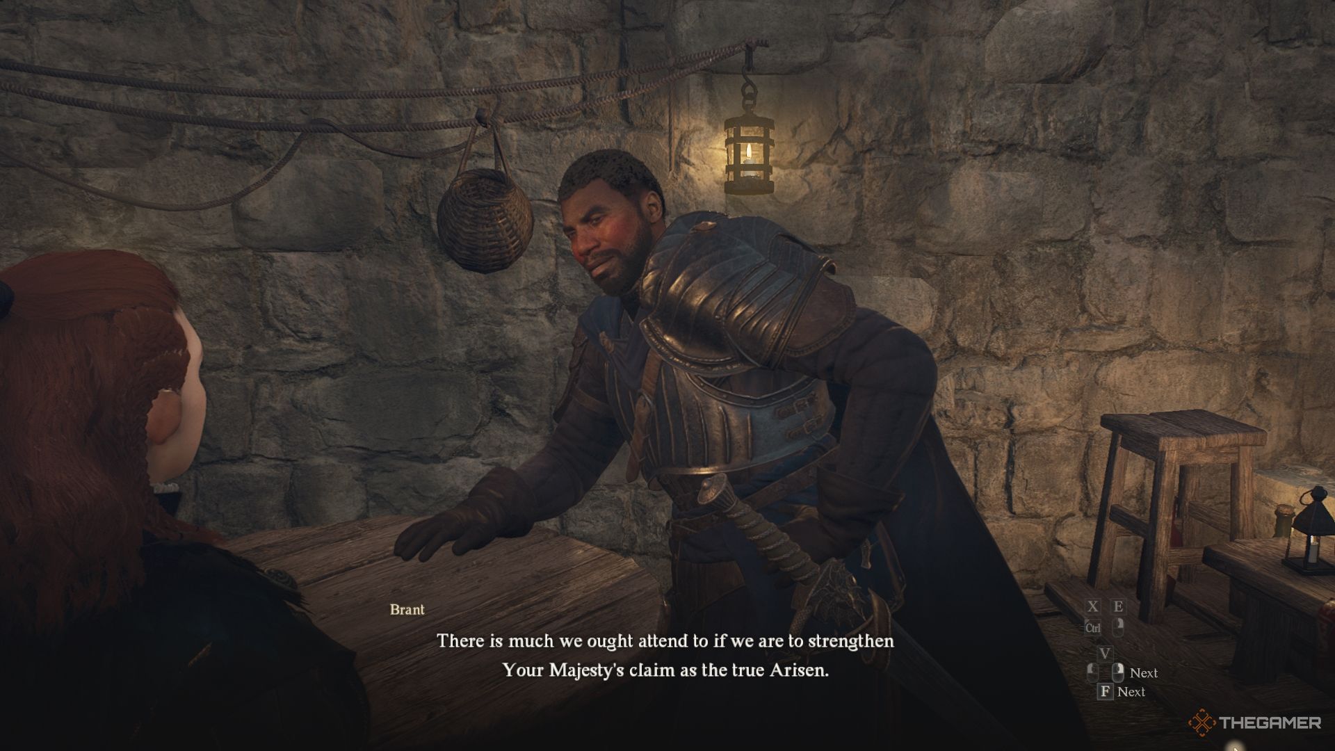 Dragon's Dogma 2 Brant sonrojándose ante el Arisen