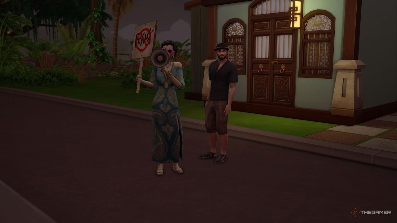 Un Sim protesta por su unidad de alquiler en Tomarang.