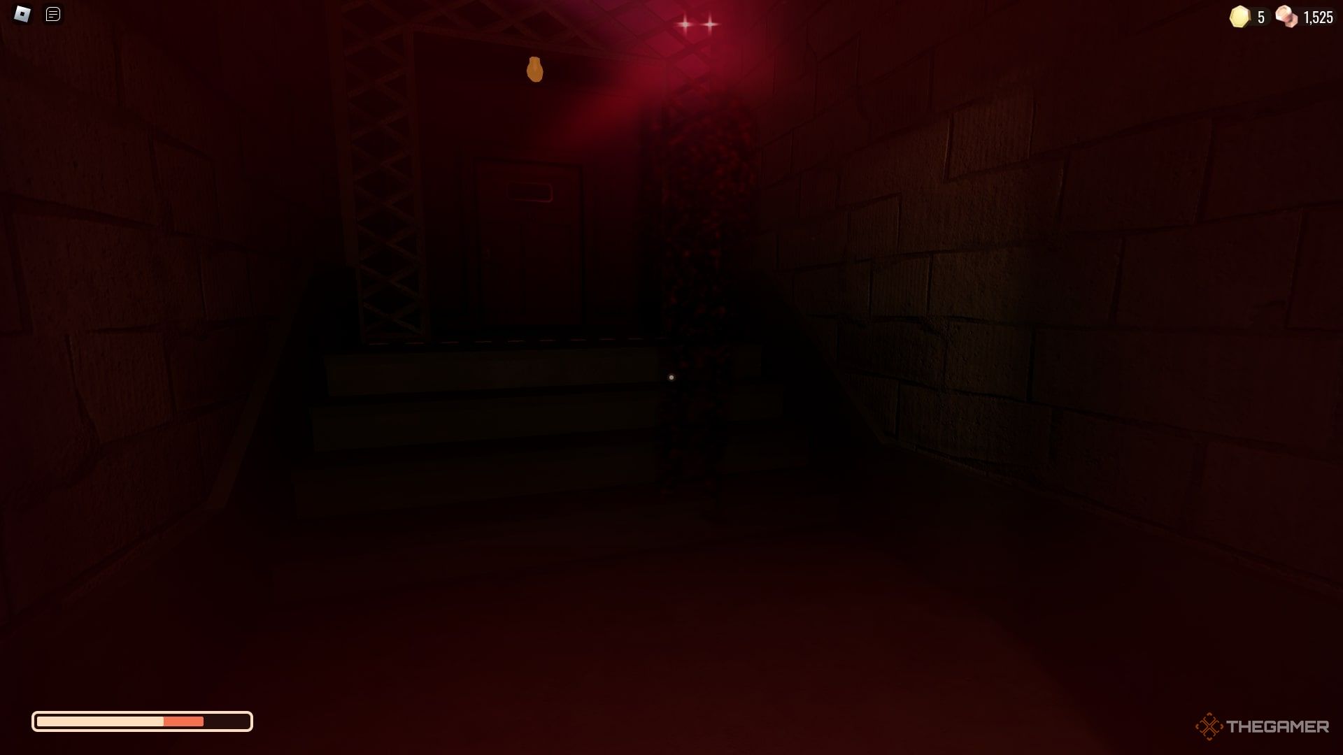 Recibiendo daño de la entidad The Lookman en la puerta trasera de Roblox Doors.