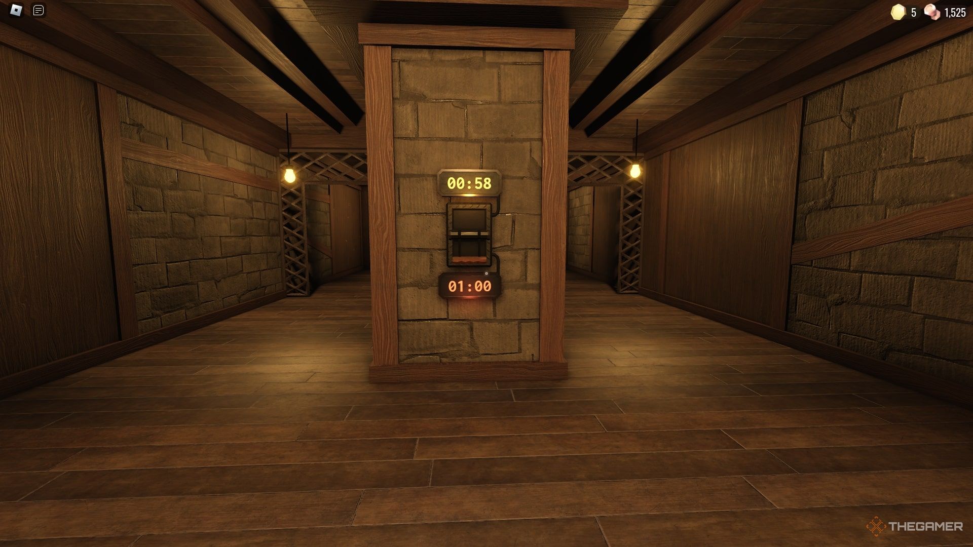 La primera palanca en una pared en la puerta trasera en Roblox Doors.
