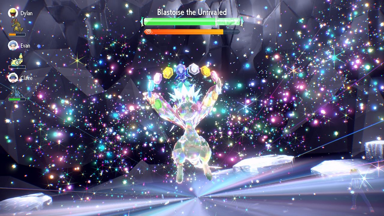 Una captura de pantalla de Flygon tipo estelar en una redada.