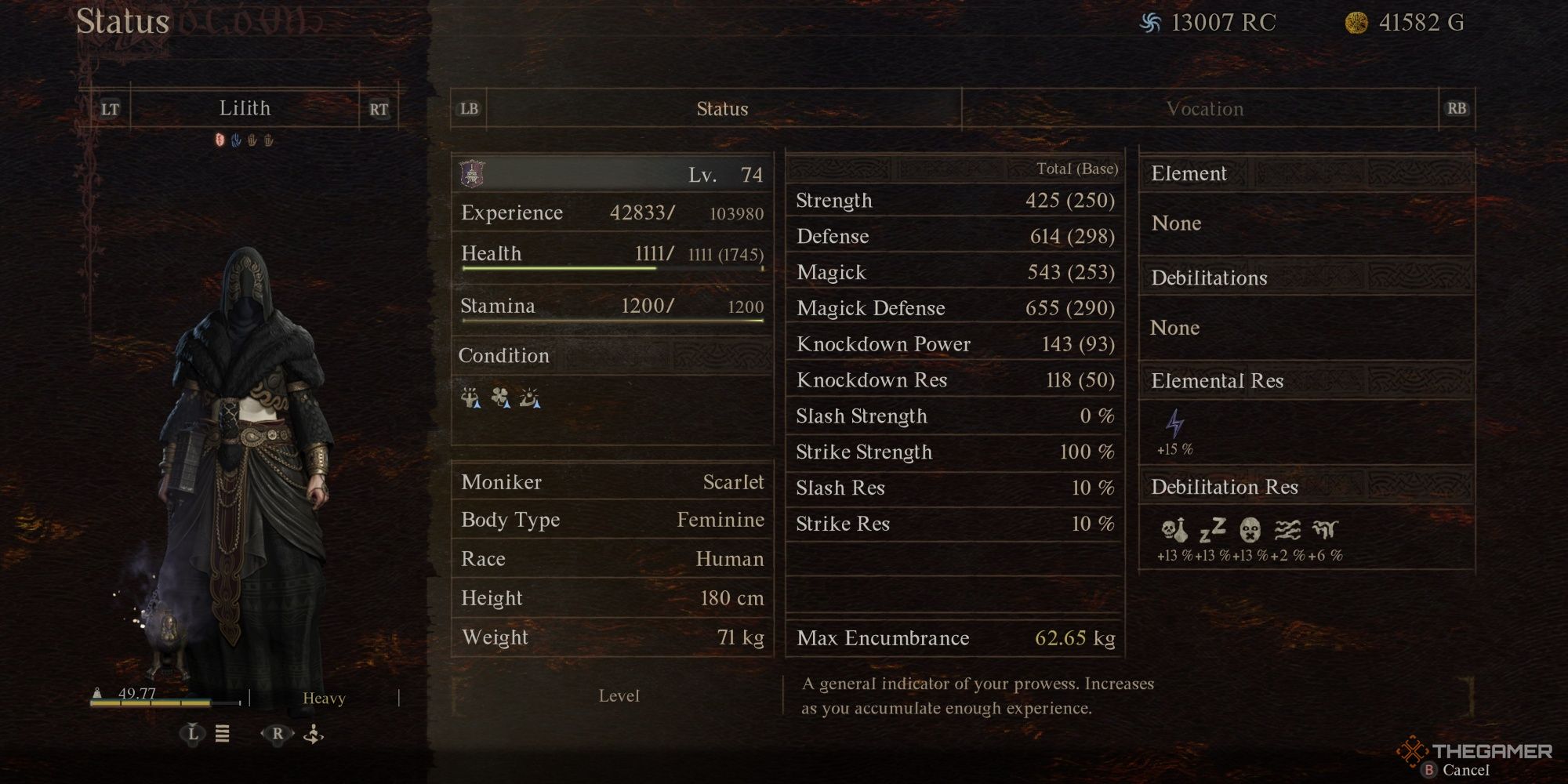 Hoja de personaje de construcción de mitad del juego Trickster de Dragon's Dogma 2