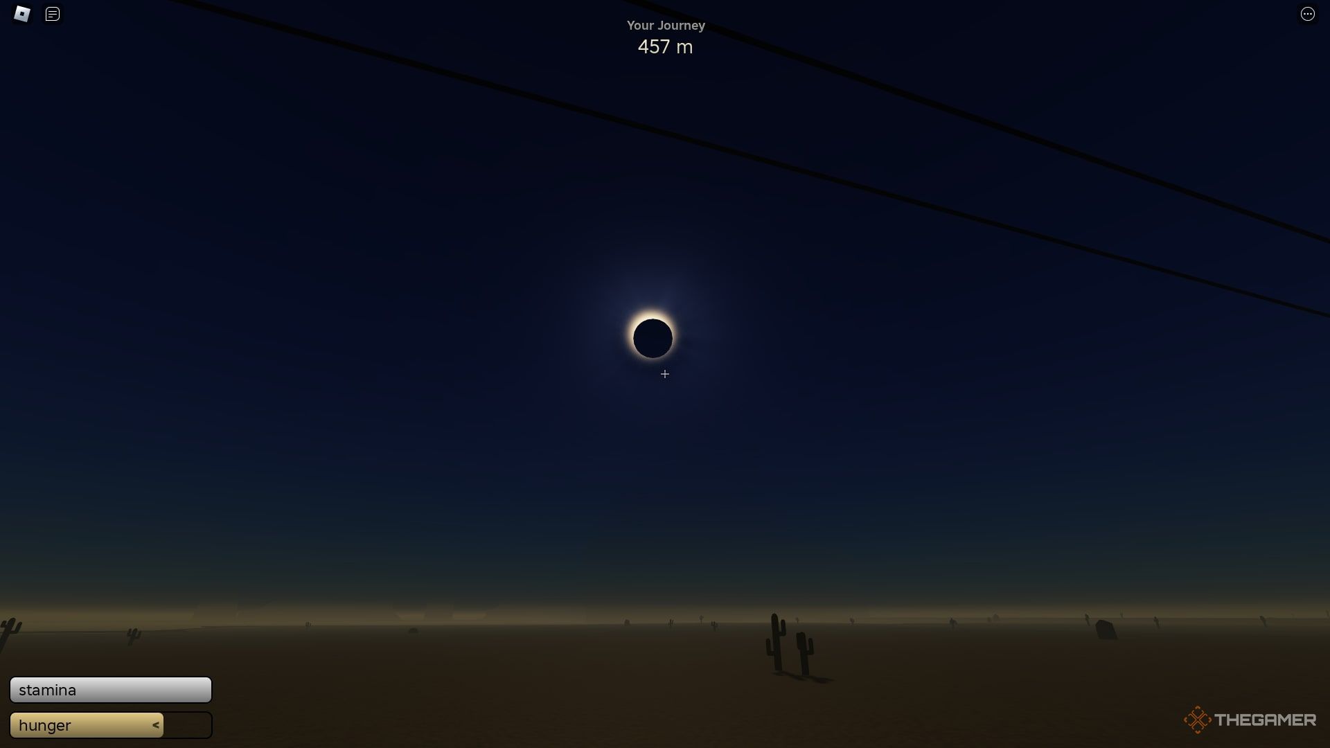Mirando el eclipse durante el evento de eclipse en The Dusty Drive en Roblox.