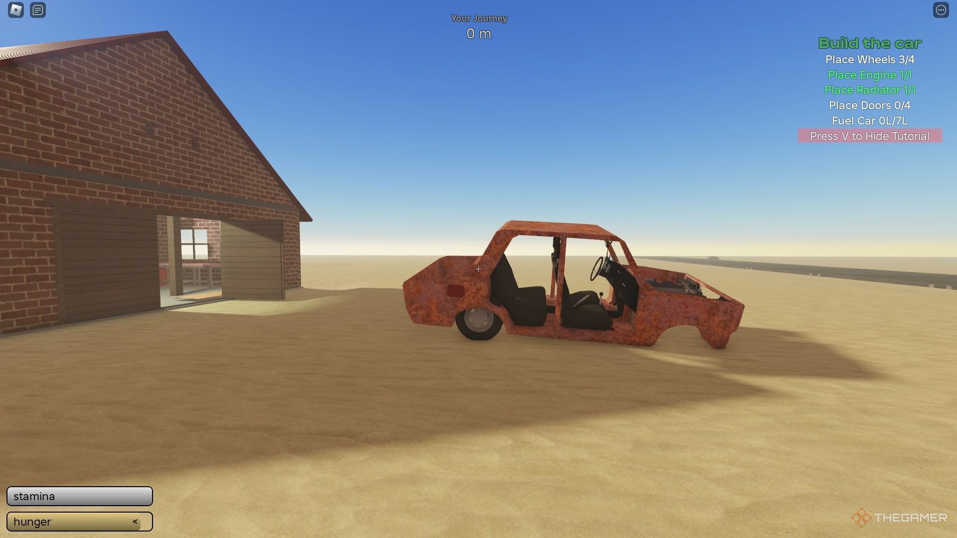 El auto inicial cuando comienzas, apenas ensamblado en The Dusty Trip en Roblox.