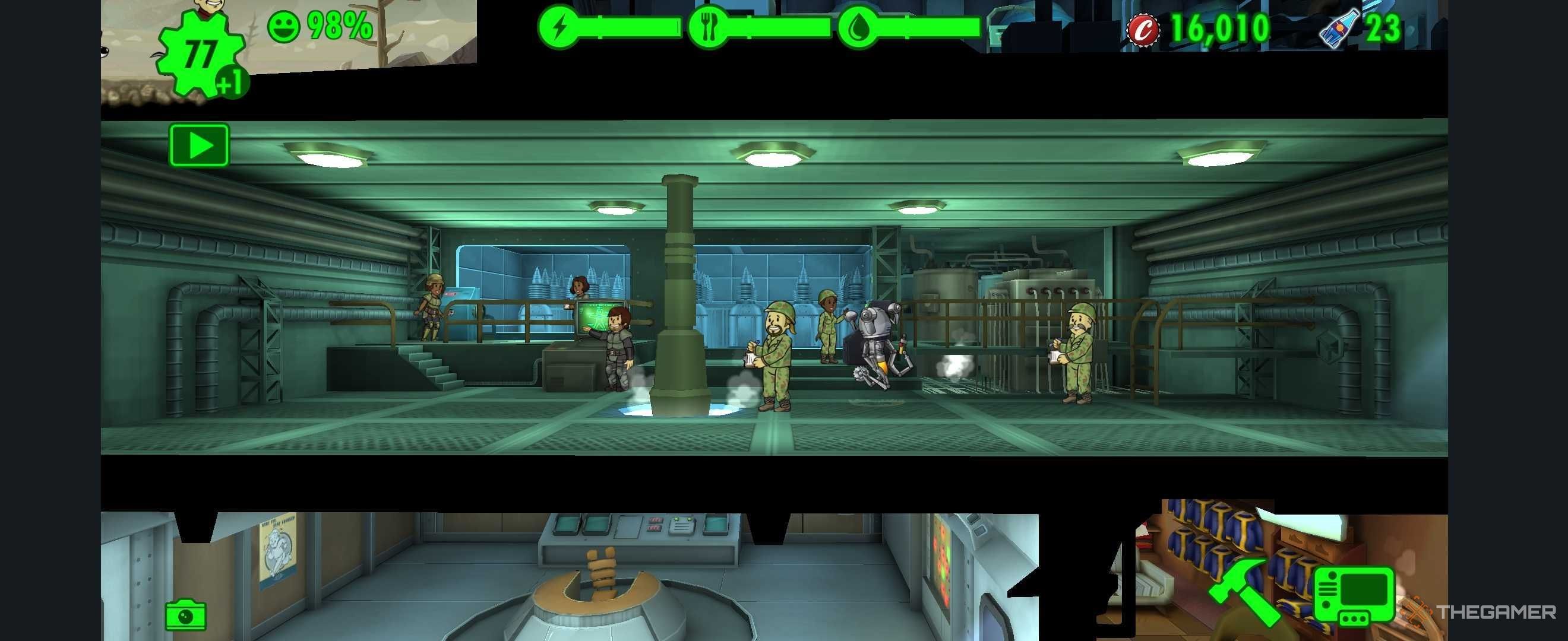 La bóveda en Fallout Shelter se centra en un robot Mr Handy en una central eléctrica.