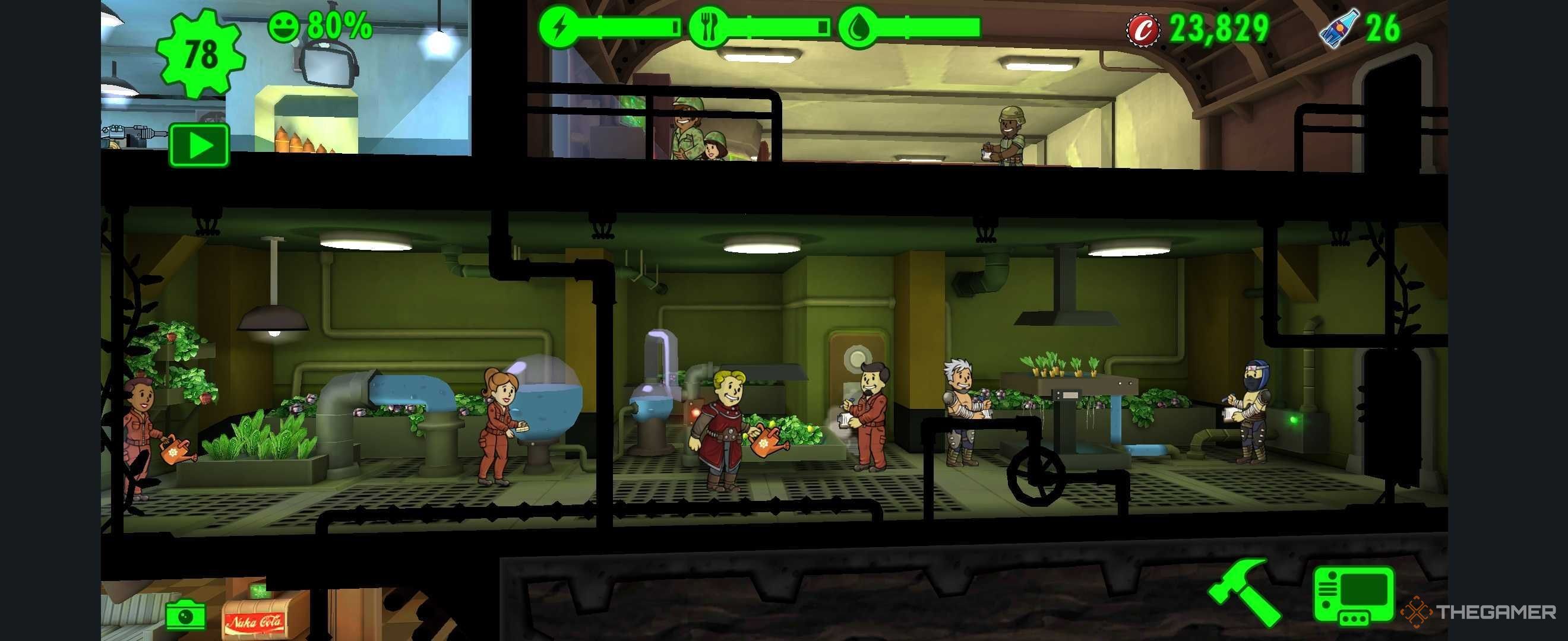 Habitantes del jardín en Fallout Shelter.