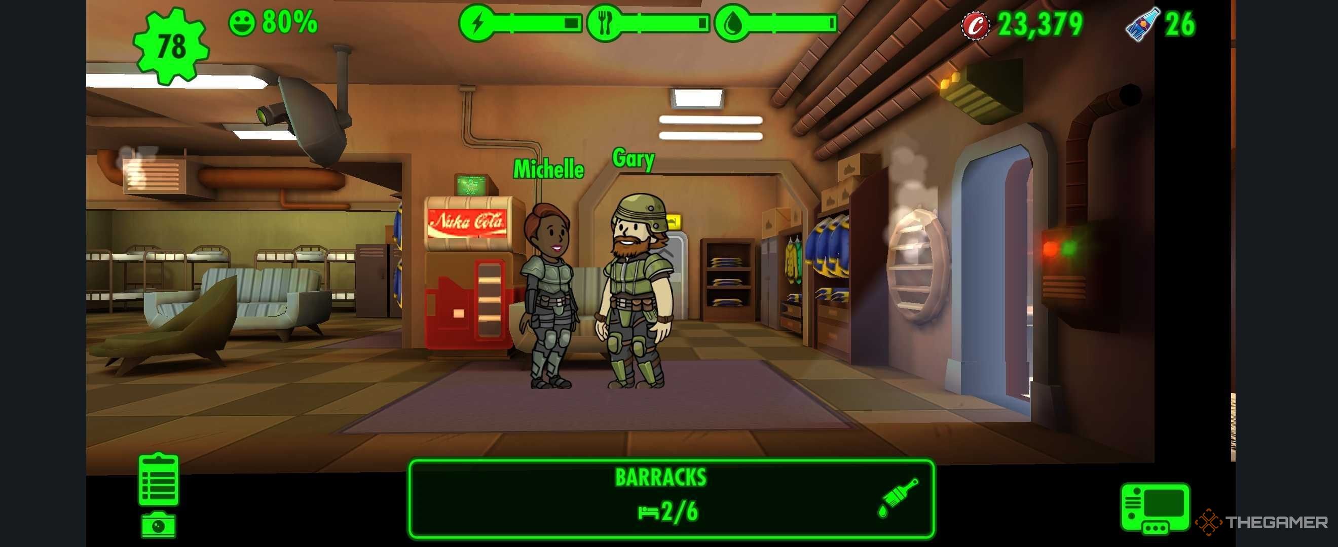 Dos habitantes del Cuartel en Fallout Shelter.