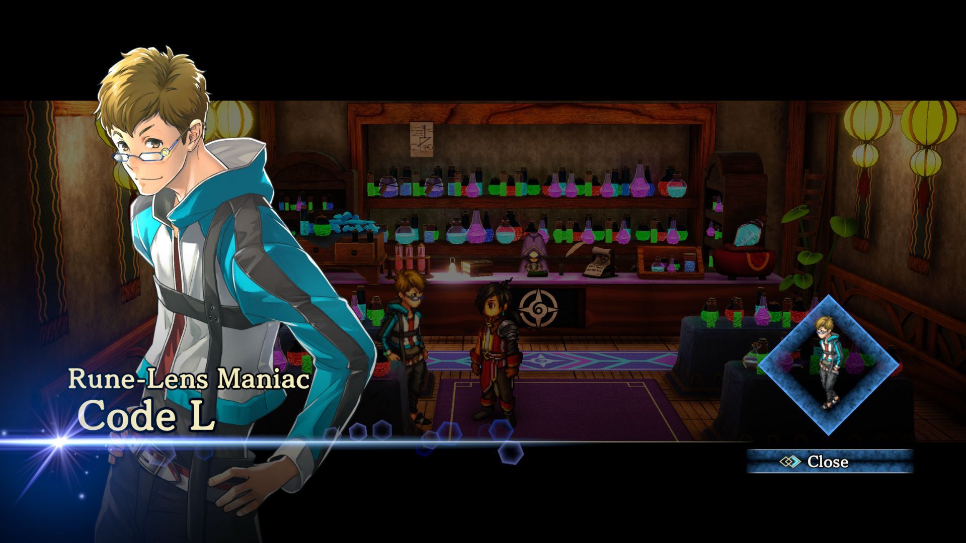 Pantalla de reclutamiento de Eiyuden Chronicle Hundred Heroes Code L