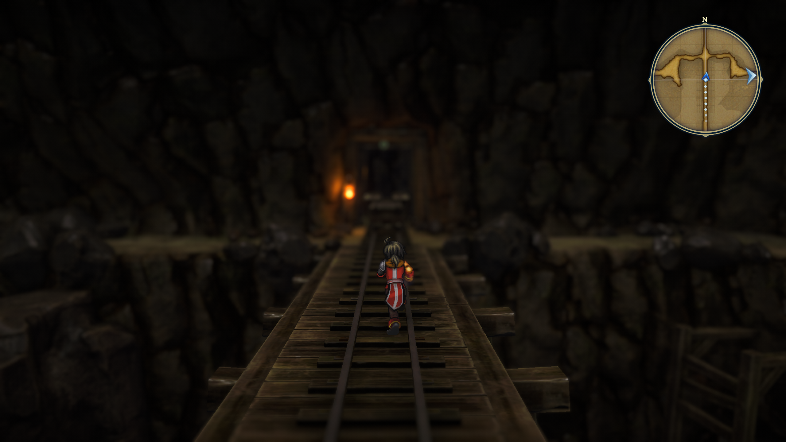 Imagen del personaje de Eiyuden Chronicle, Nowa, corriendo por el pozo de una mina.