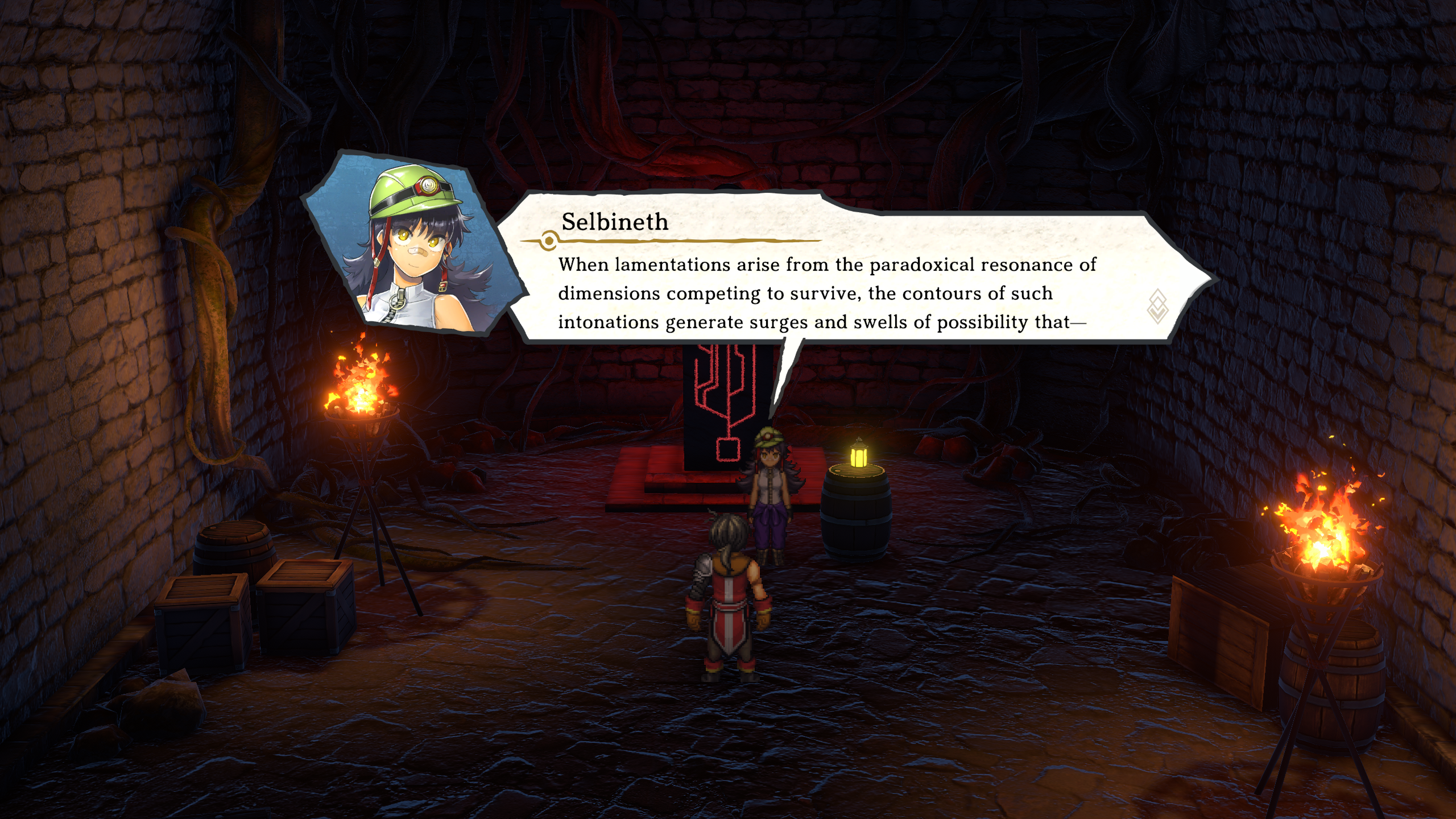 Selbineth, personaje de Eiyuden Chronicle, en la habitación misteriosa