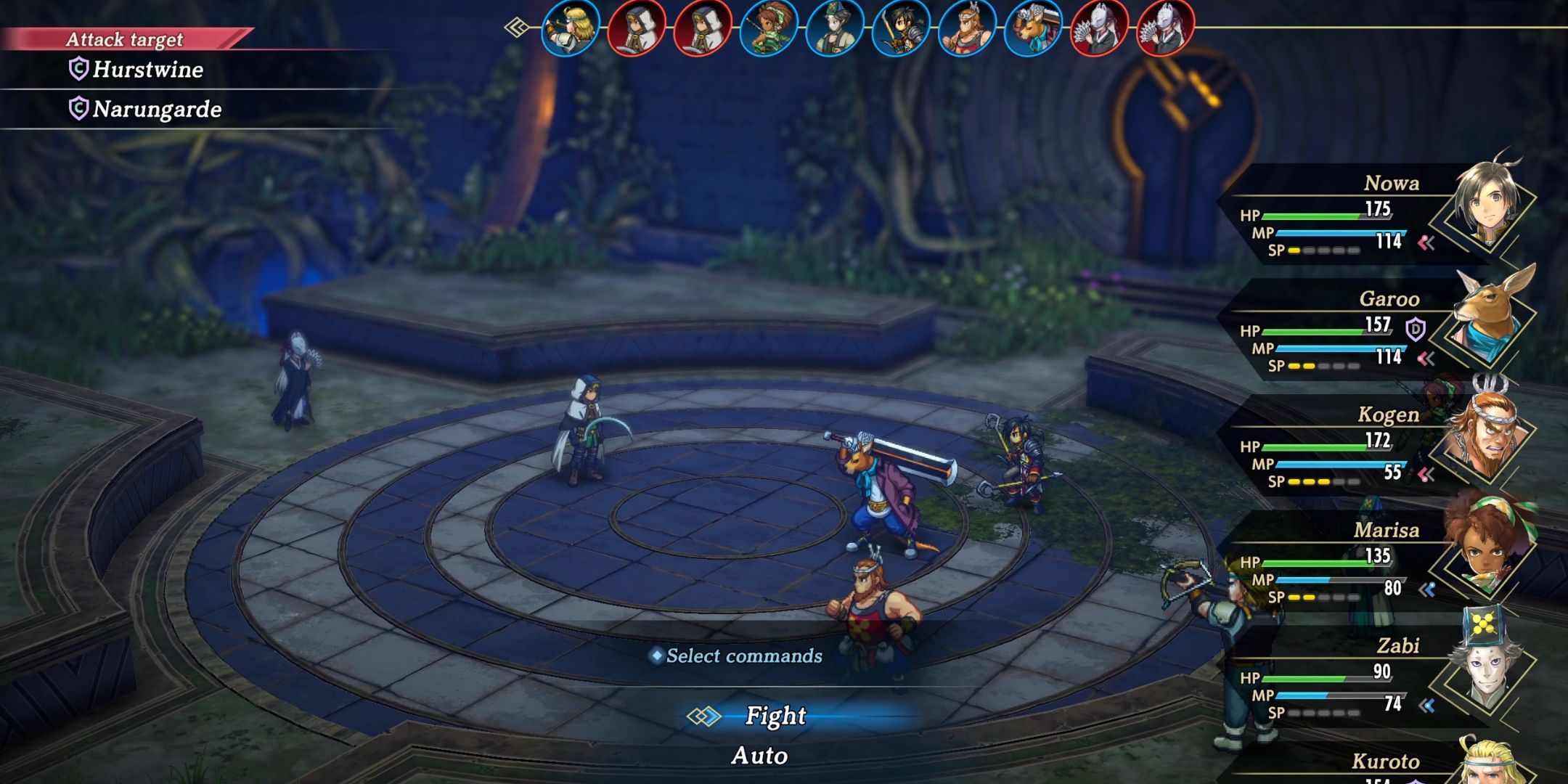 Crónica de Eiyuden Cien héroes Hurstwine y Narungarde Boss Battle