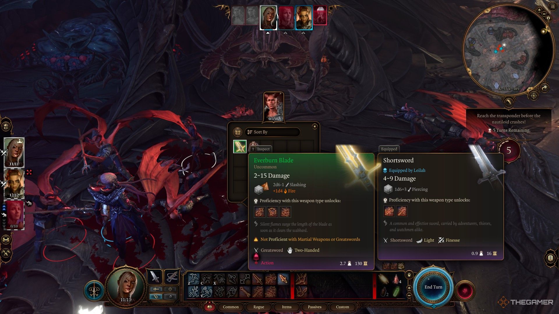 Tav saqueando la Everburn Blade del comandante Zhalk después de matarlo en Baldur's Gate 3.