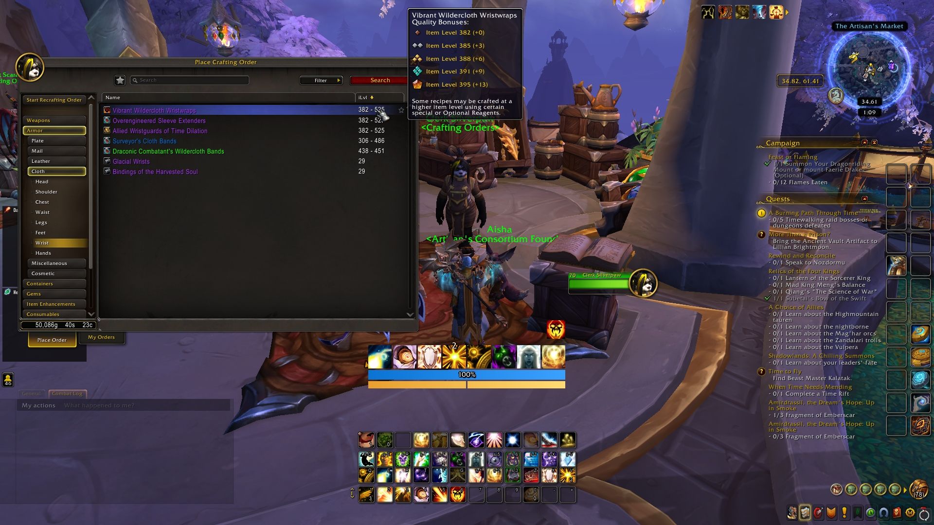 Orden de elaboración de pulseras vibrantes en la temporada 4 de World of Warcraft Dragonflight