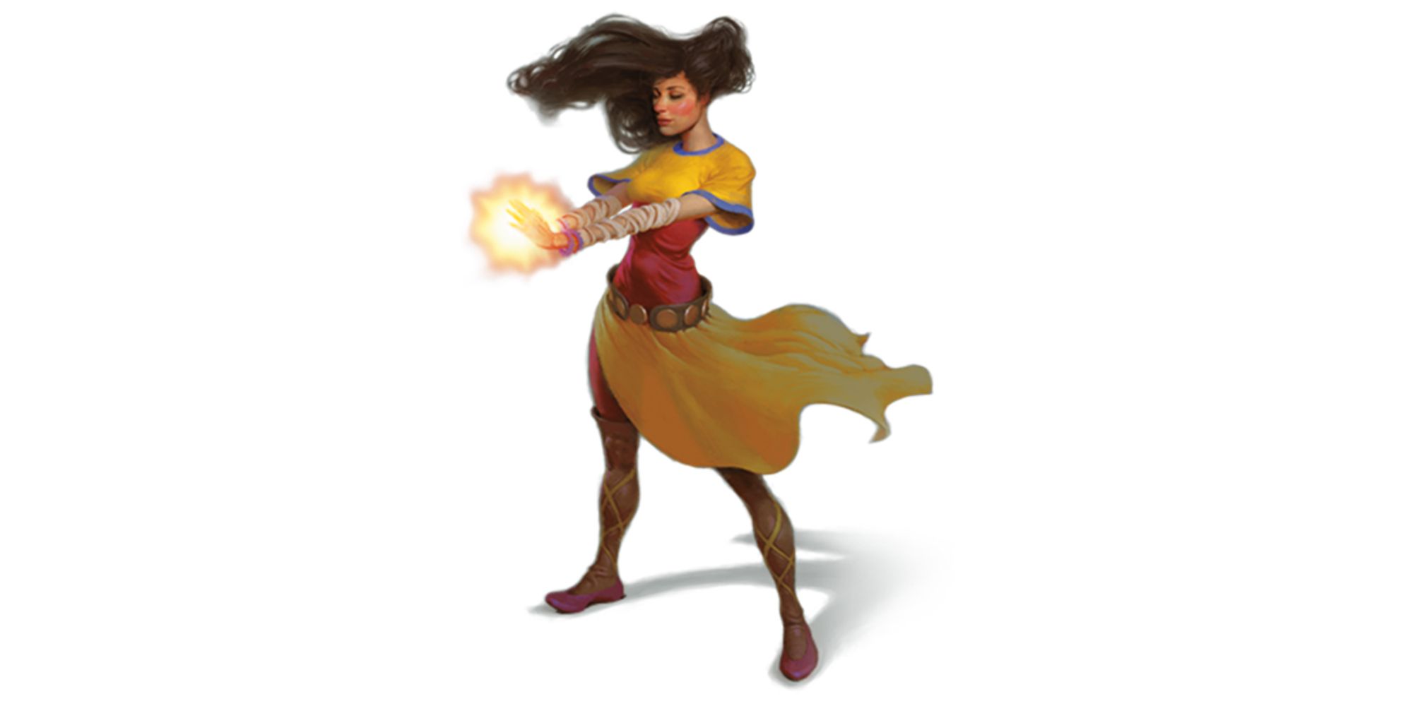 Monje humano de D&D con manos brillantes