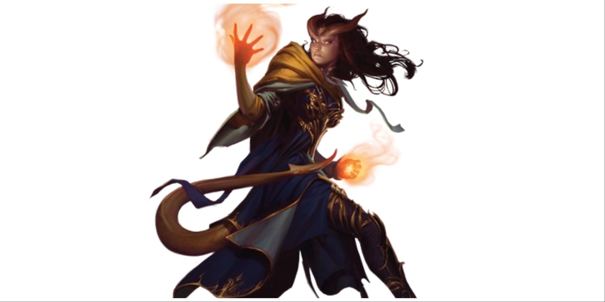 Warlock Tiefling usando fuego mágico en Dungeons & Dragons