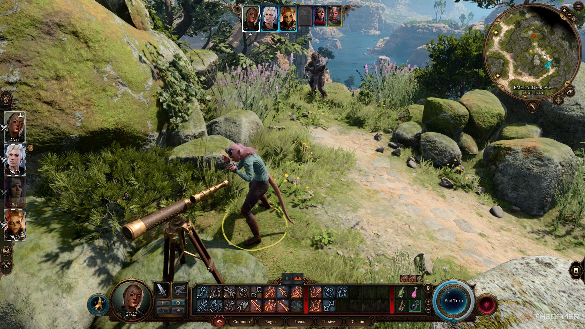 Nadira se encoge de miedo mientras el osgo prepara un ataque en Baldur's Gate 3.