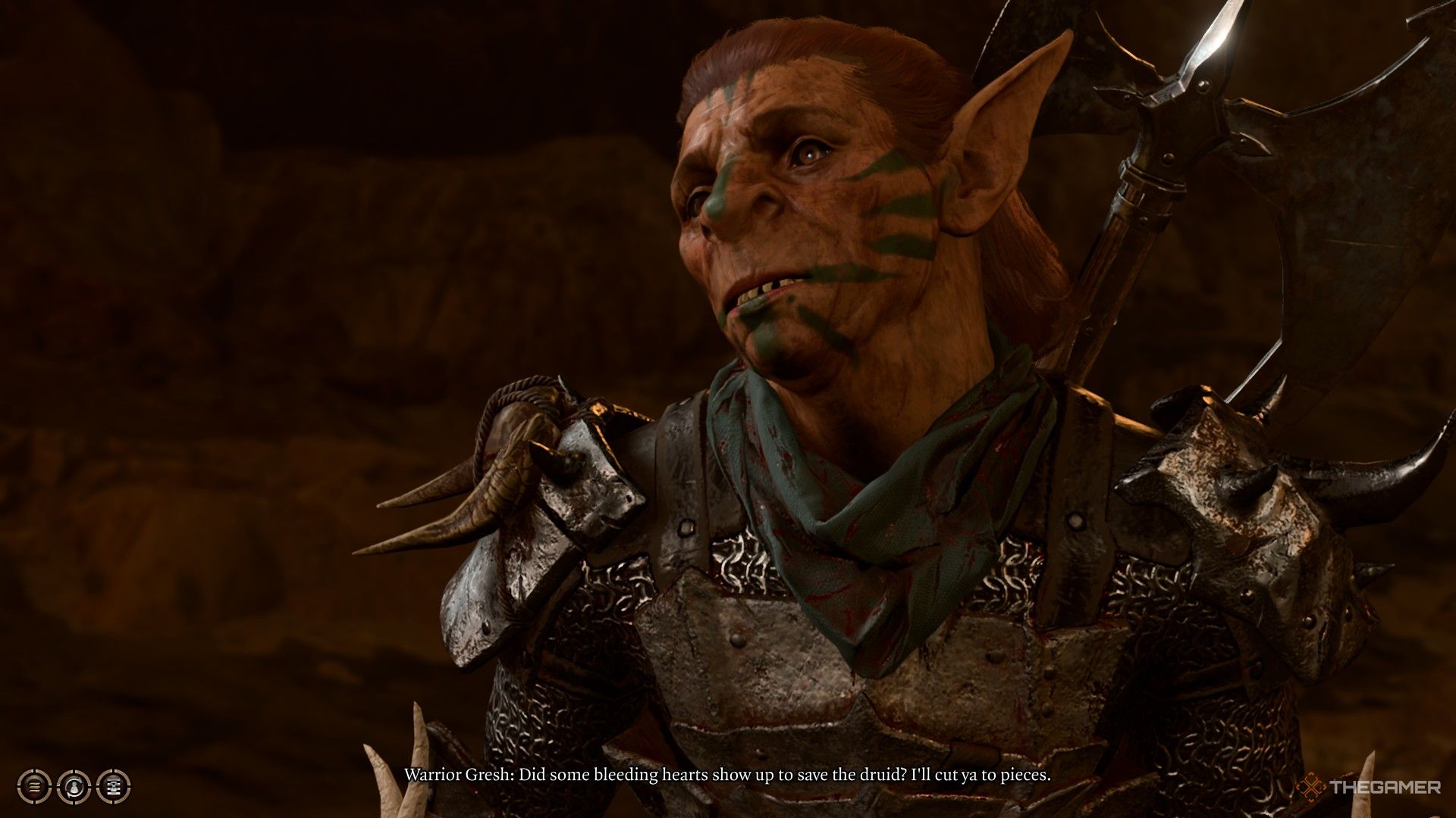 Un duende sarcástico y tatuado que comienza una batalla en Baldur's Gate 3.