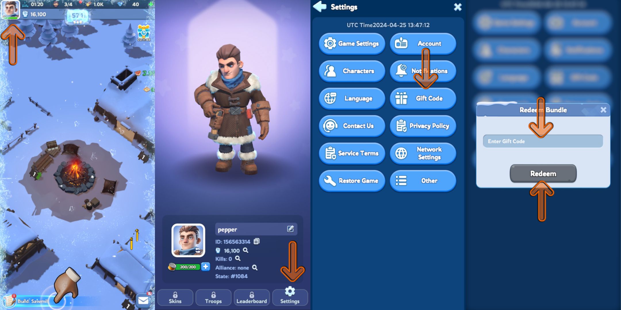 cómo canjear códigos de regalo en Whiteout Survival
