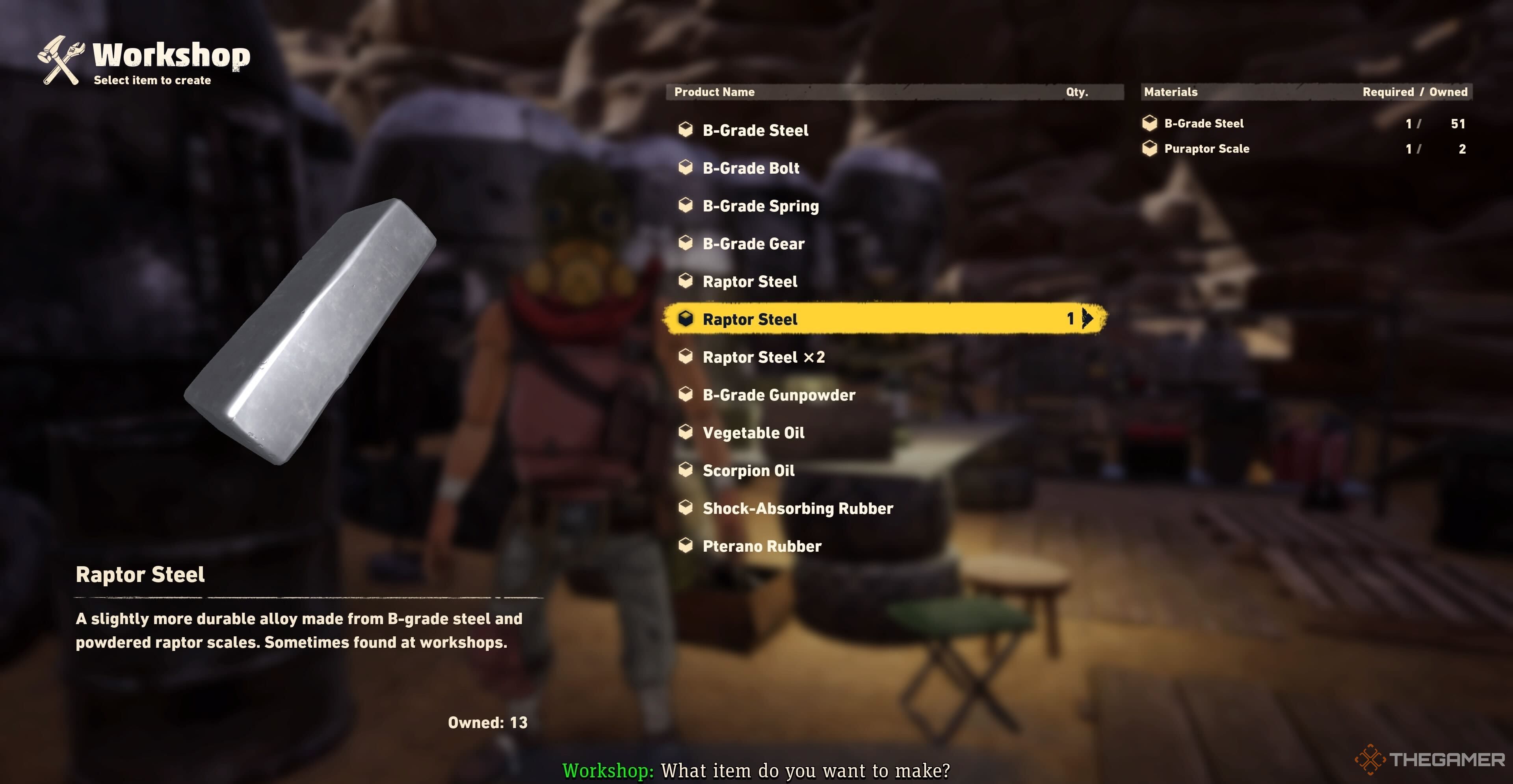 Una receta para fabricar Raptor Steel en Sand Land.