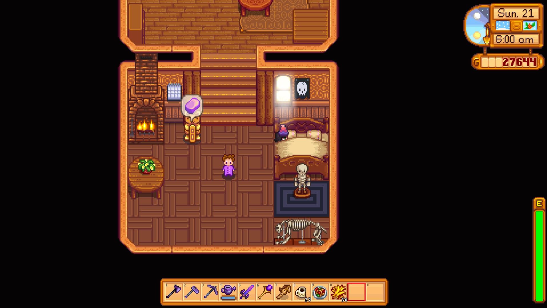 la estatua de la fortuna infinita con una barra de iridio stardew Valley