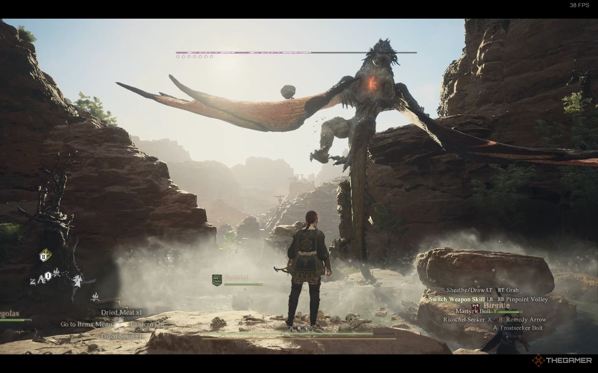 Un arquero mágico luchando contra Drake en Dragon's Dogma 2