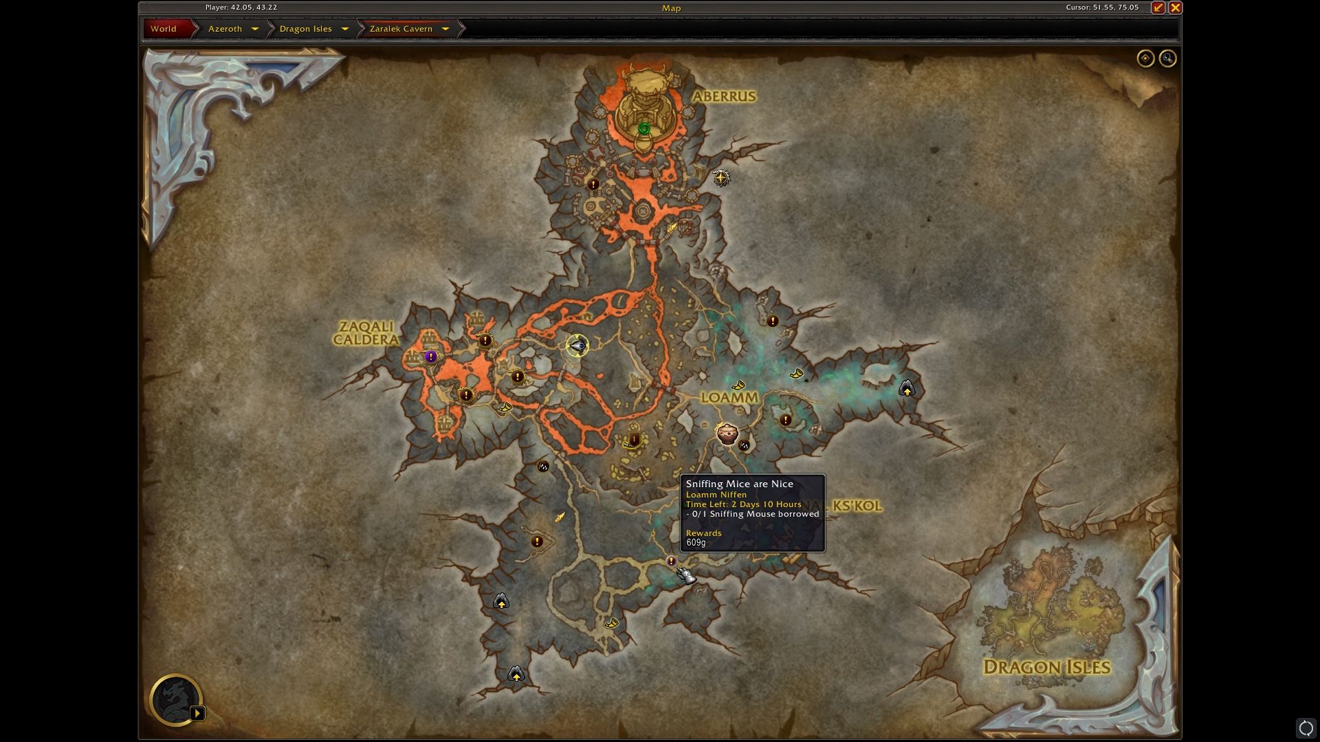 World Quest con recompensas de oro en las Cavernas de Zaralek - World of Warcraft Dragonflight