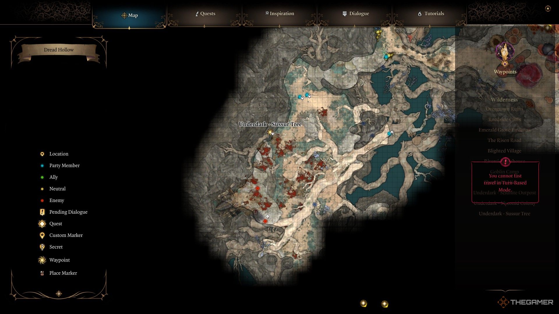 La ubicación de Filro como se muestra en el mapa mundial de Baldur's Gate 3