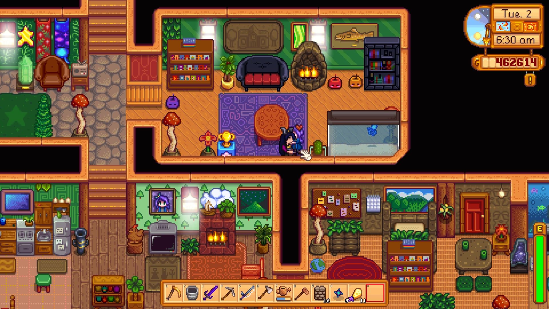 Jugador de Stardew Valley besando a Abigail