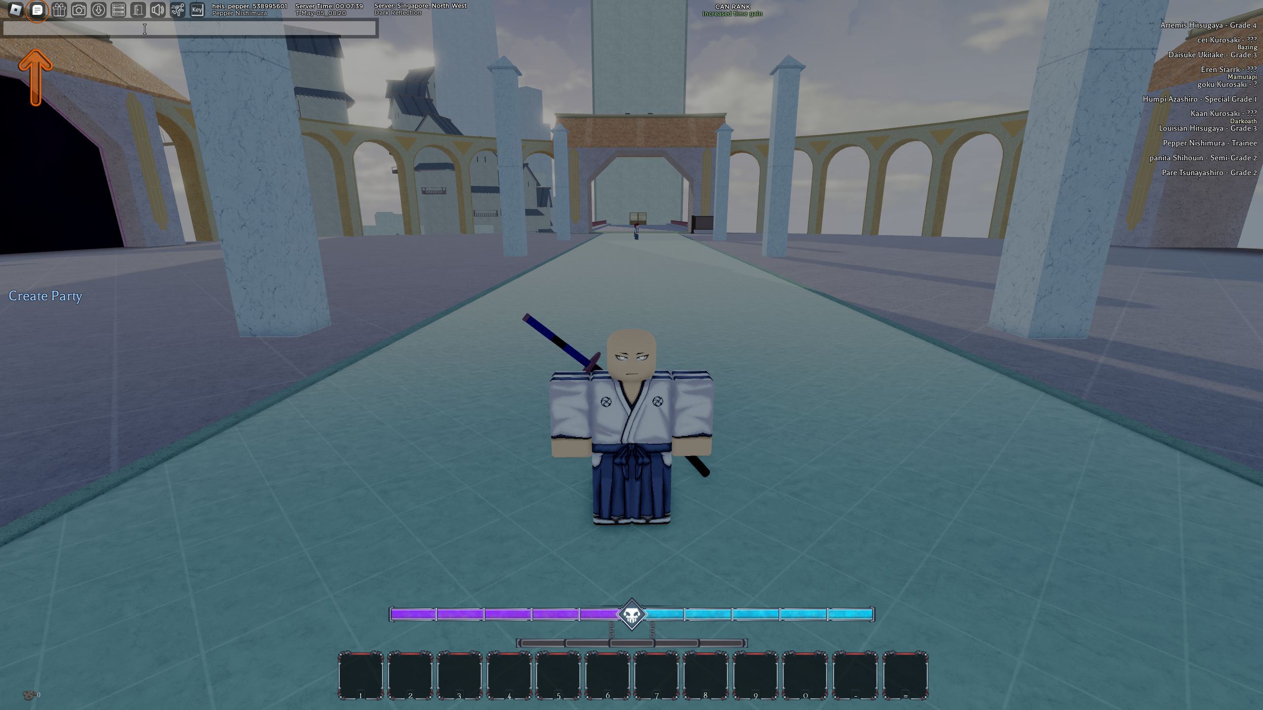 el campo de chat en Type Soul en Roblox