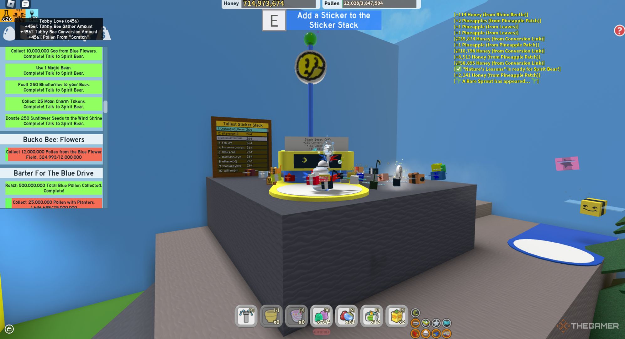 En la pila de pegatinas en Bee Swarm Simulator en Roblox.