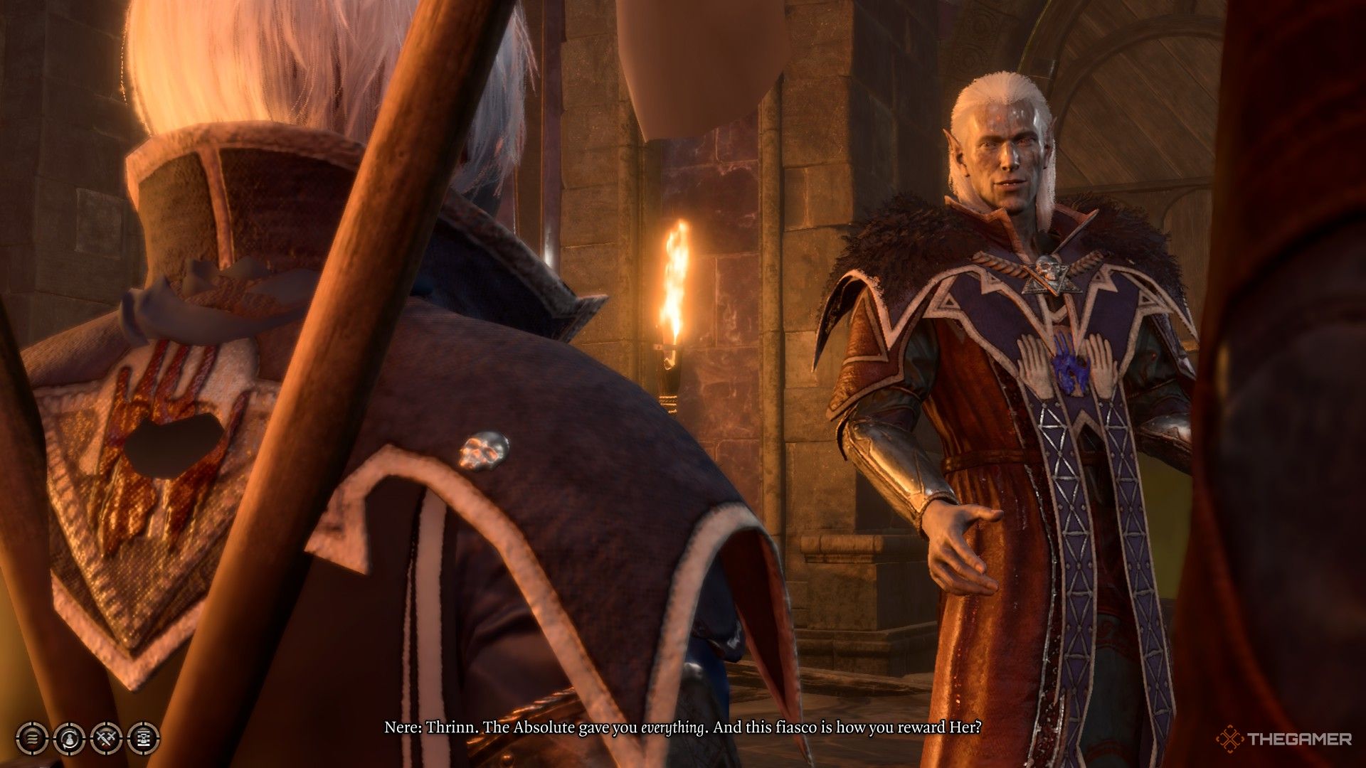 Nere mirando condescendientemente a Thrinn el duergar en Baldur's Gate 3.