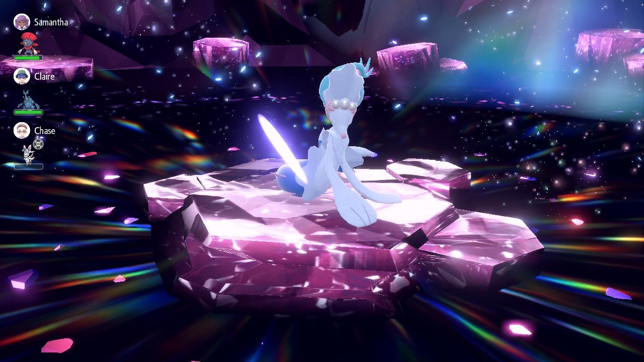 Una captura de pantalla de Primarina derrotada tras una redada.