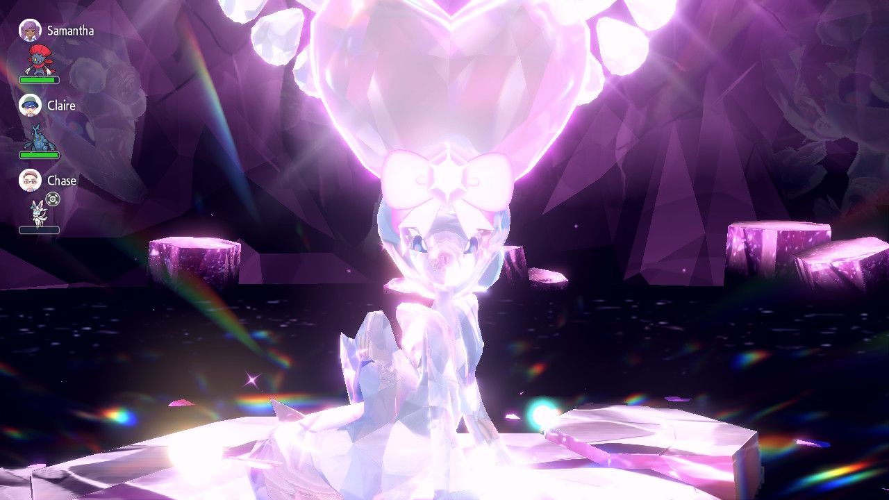 Primarina en Pokémon Escarlata y Violeta terastalizada al tipo Hada