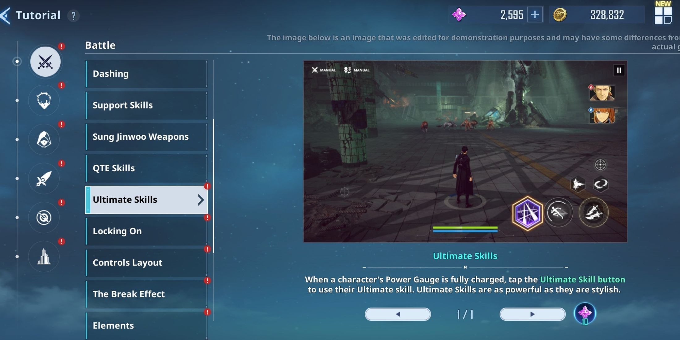 Lista de etapas del tutorial en Solo Leveling: Arise.