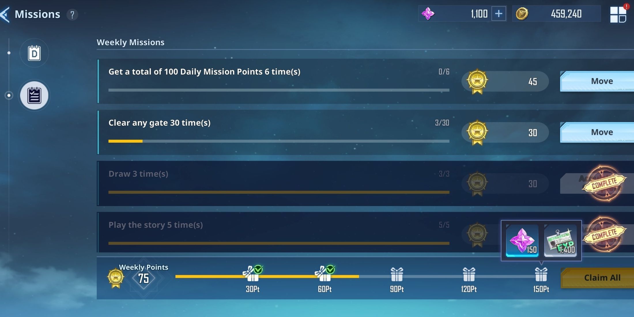 Las misiones semanales interactúan con las misiones completadas en Solo Leveling: Arise.