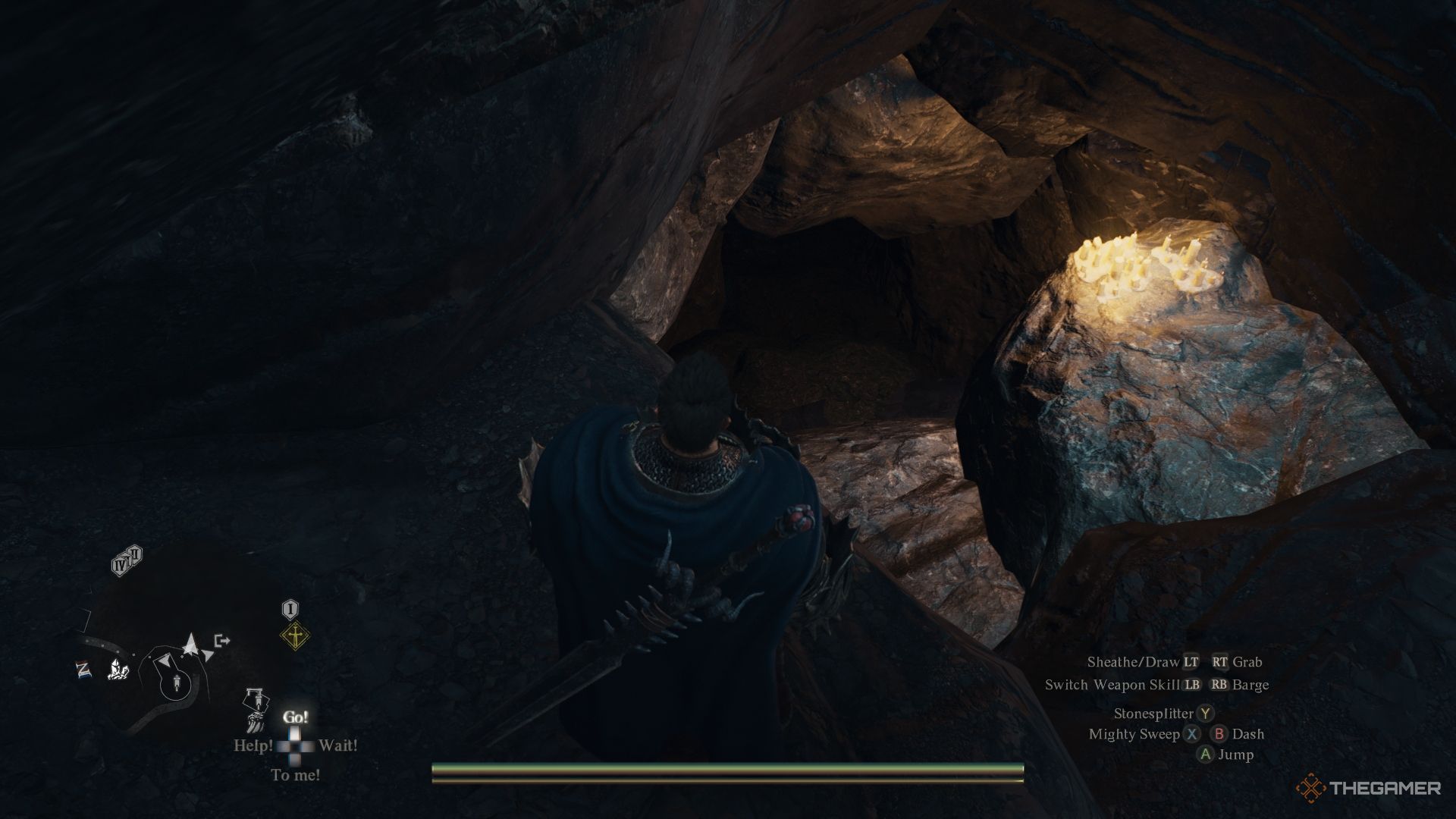 El Resucitado sobre la entrada a la Cueva de Ventormenta en Dragon's Dogma 2