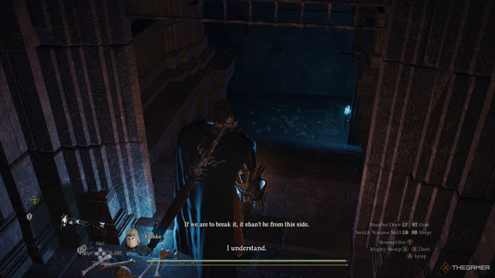 El Resucitado parado ante una escalera en Dragon's Dogma 2