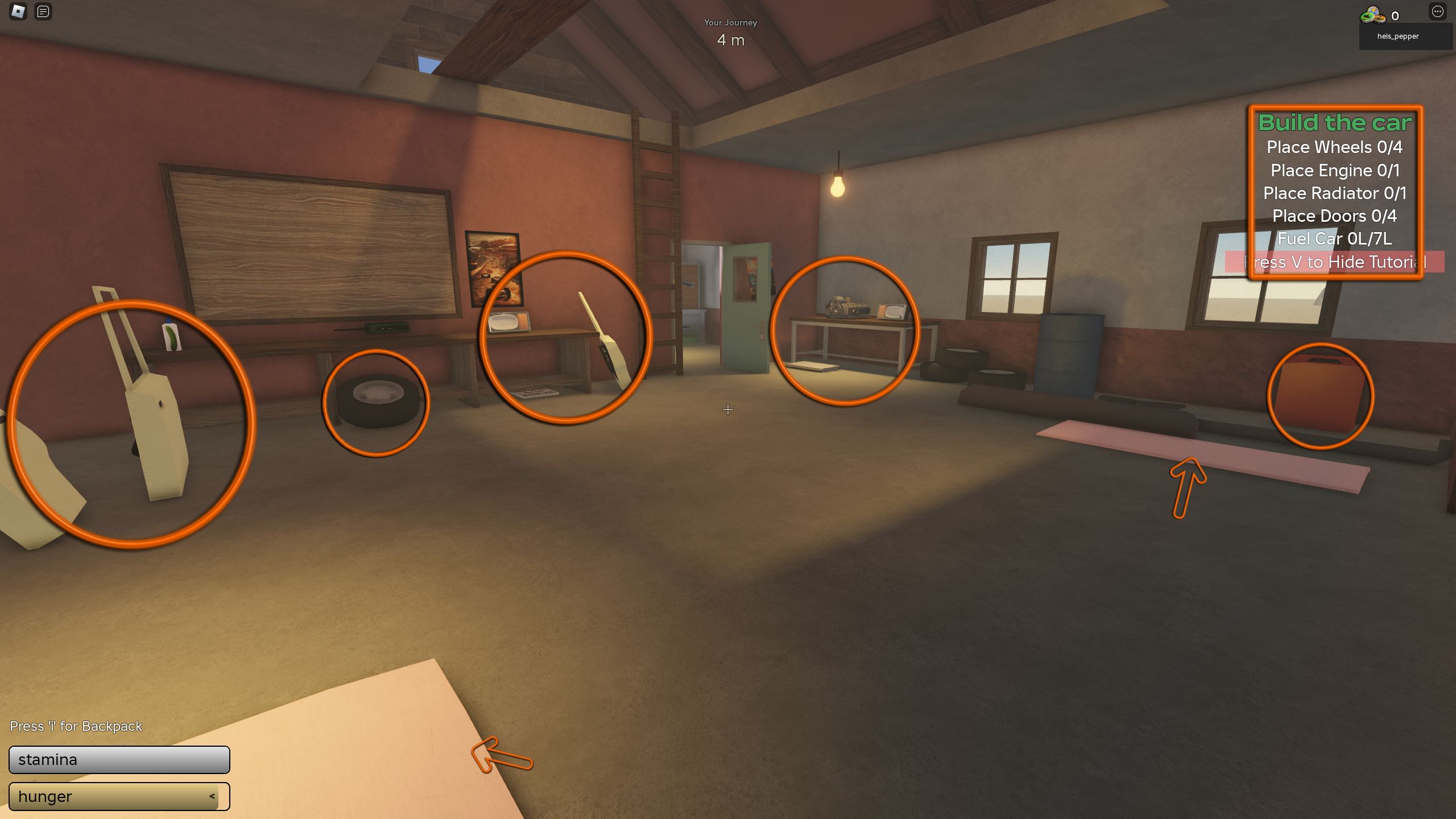 las piezas del automóvil en la casa inicial en A Dusty Trip en Roblox