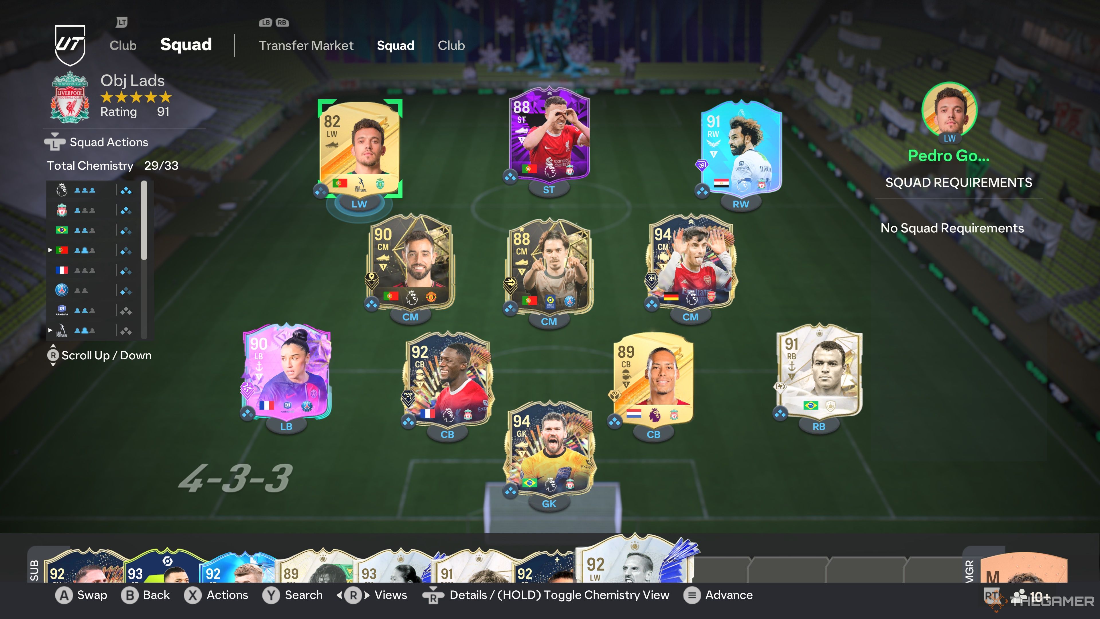 Ejemplo del equipo Pedro Goncalves Challenge en EA Sports FC 24.