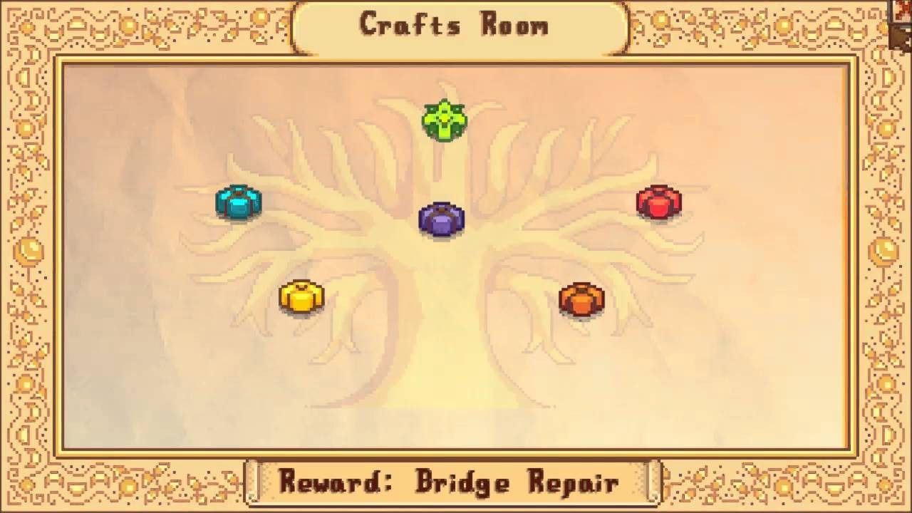 Ejemplo de paquete de sala de manualidades en el centro comunitario de Stardew Valley