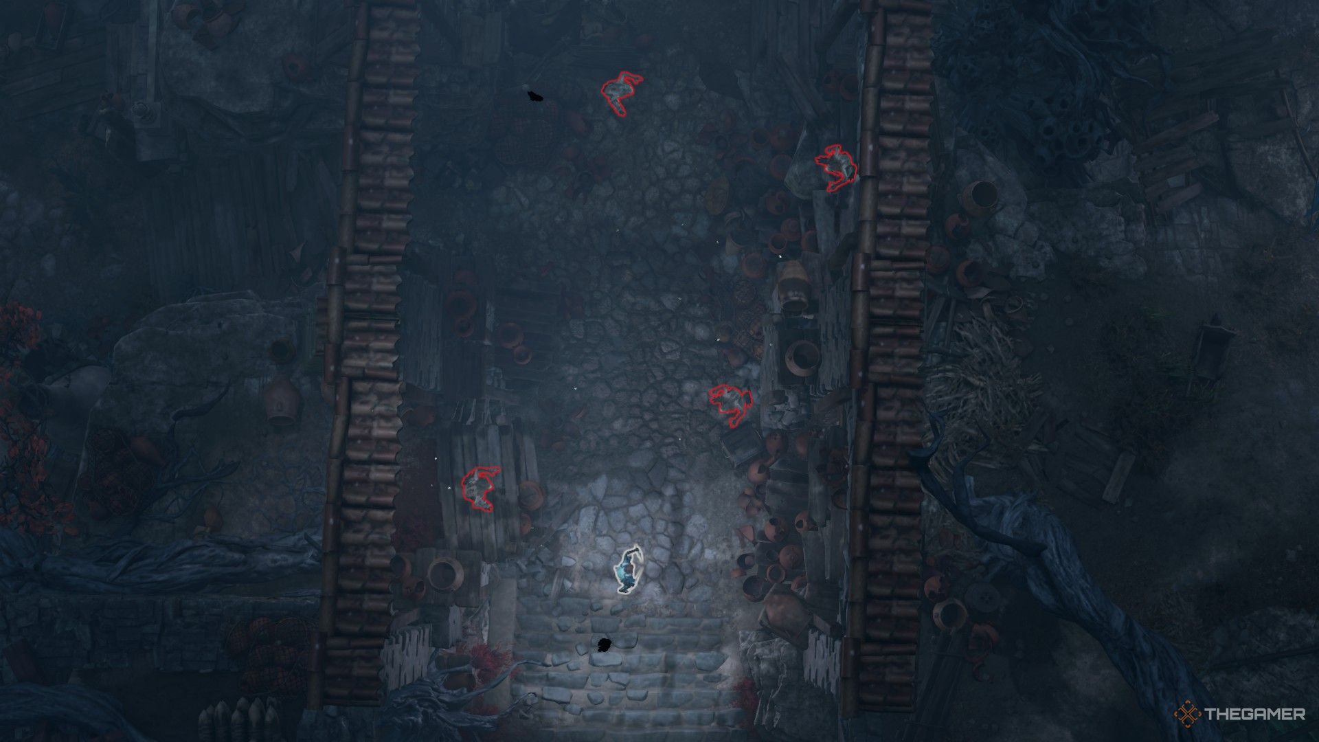 Tav preparándose para atacar a los meazels a vista de pájaro en Baldur's Gate 3.
