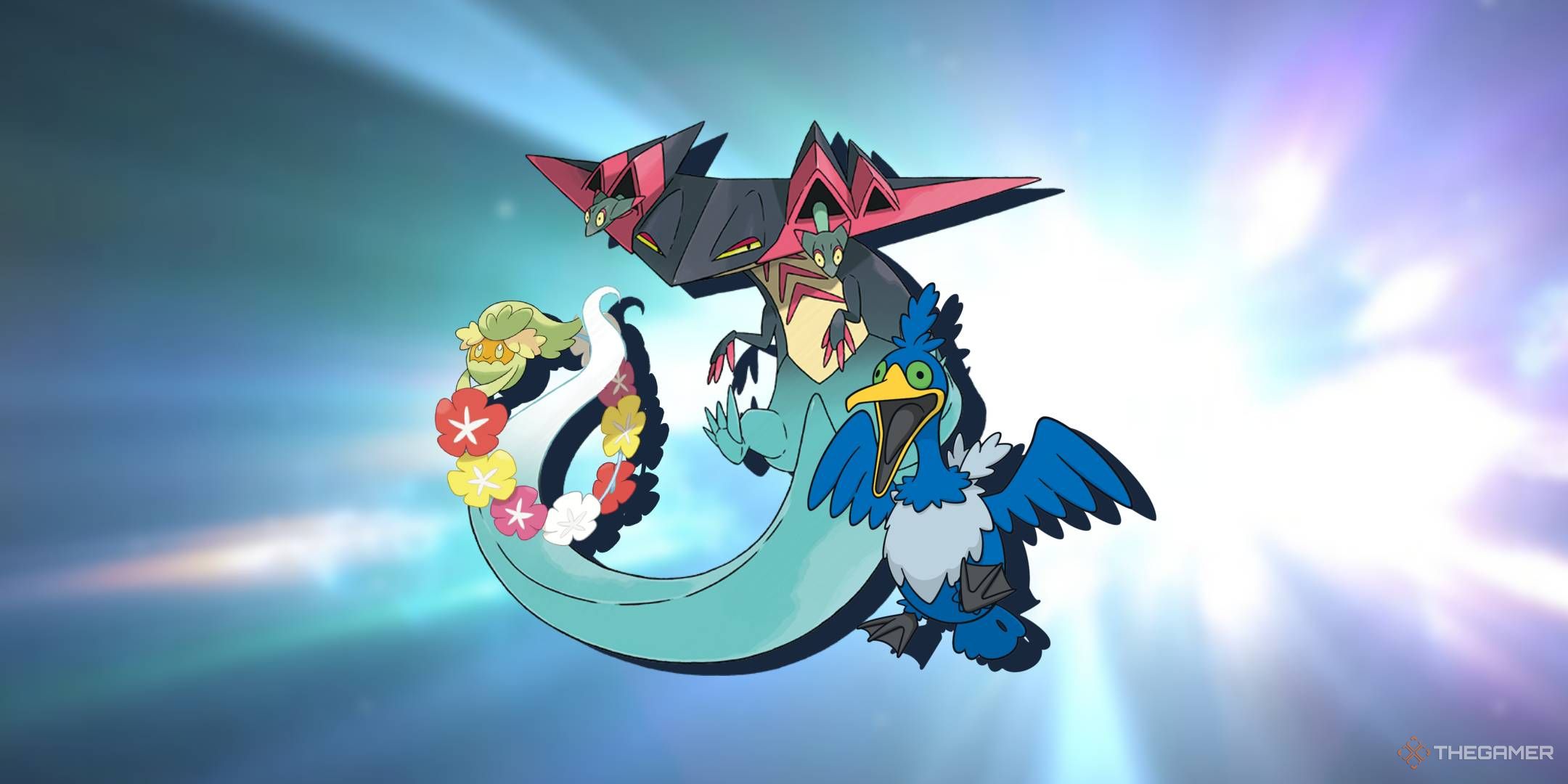 Dragapult Comfey Cramorant de Pokémon TCG frente a un fondo claro.