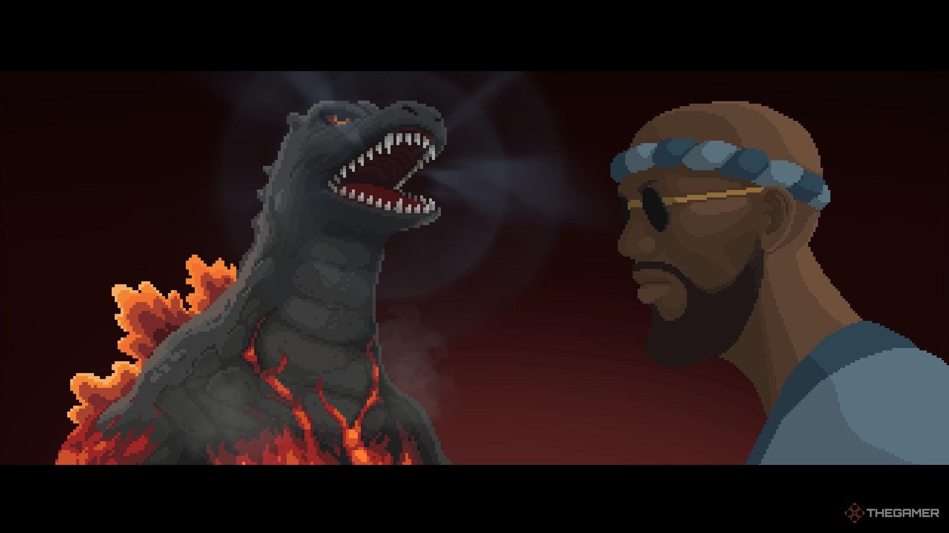 Bancho, en una visión, recuerda a Godzilla rugiendo mientras mira a lo lejos para encontrar una receta.