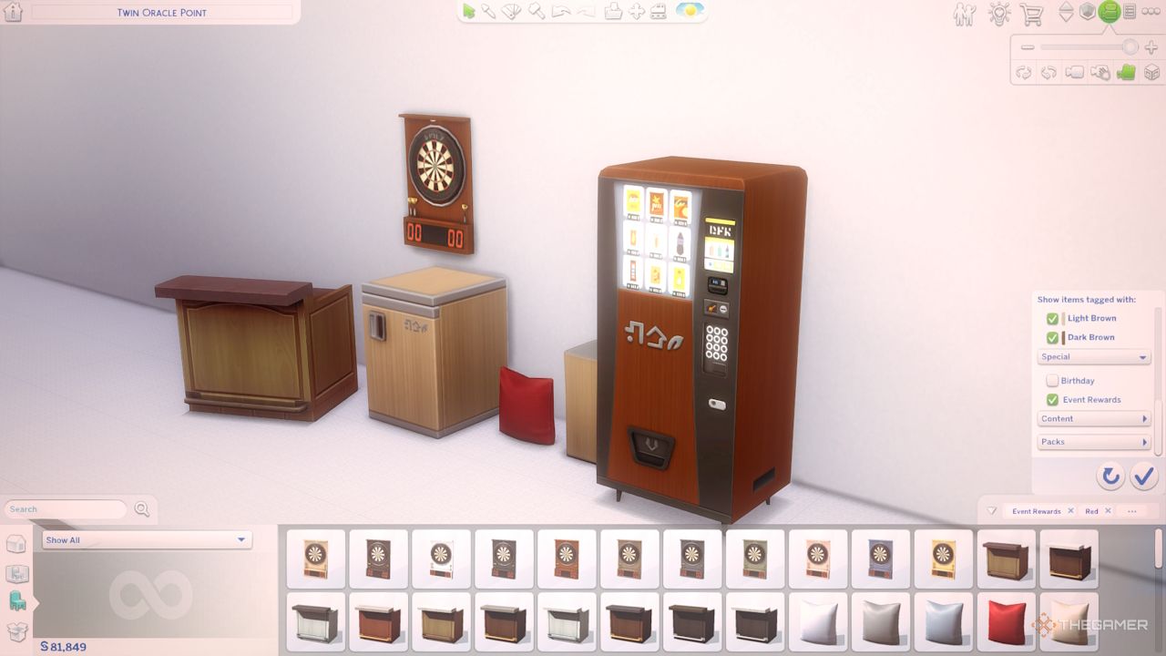 El filtro de recompensa de eventos especiales en el modo de compra de Sims 4