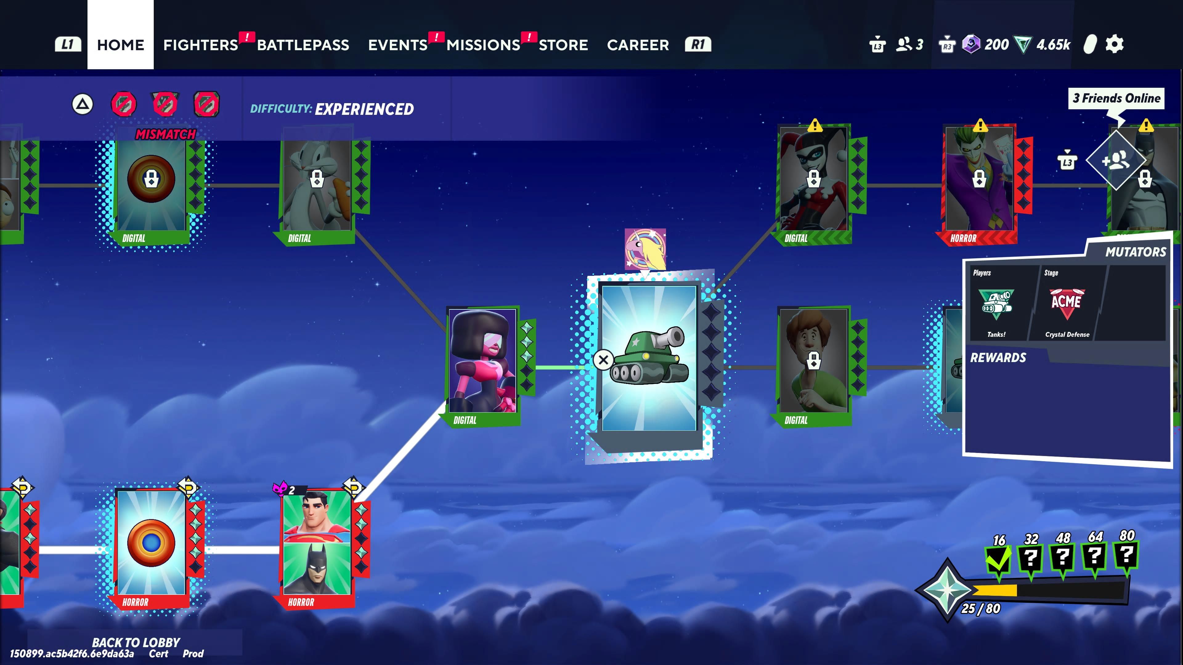 Multiversus, seleccionando una etapa de bonificación en el mapa.
