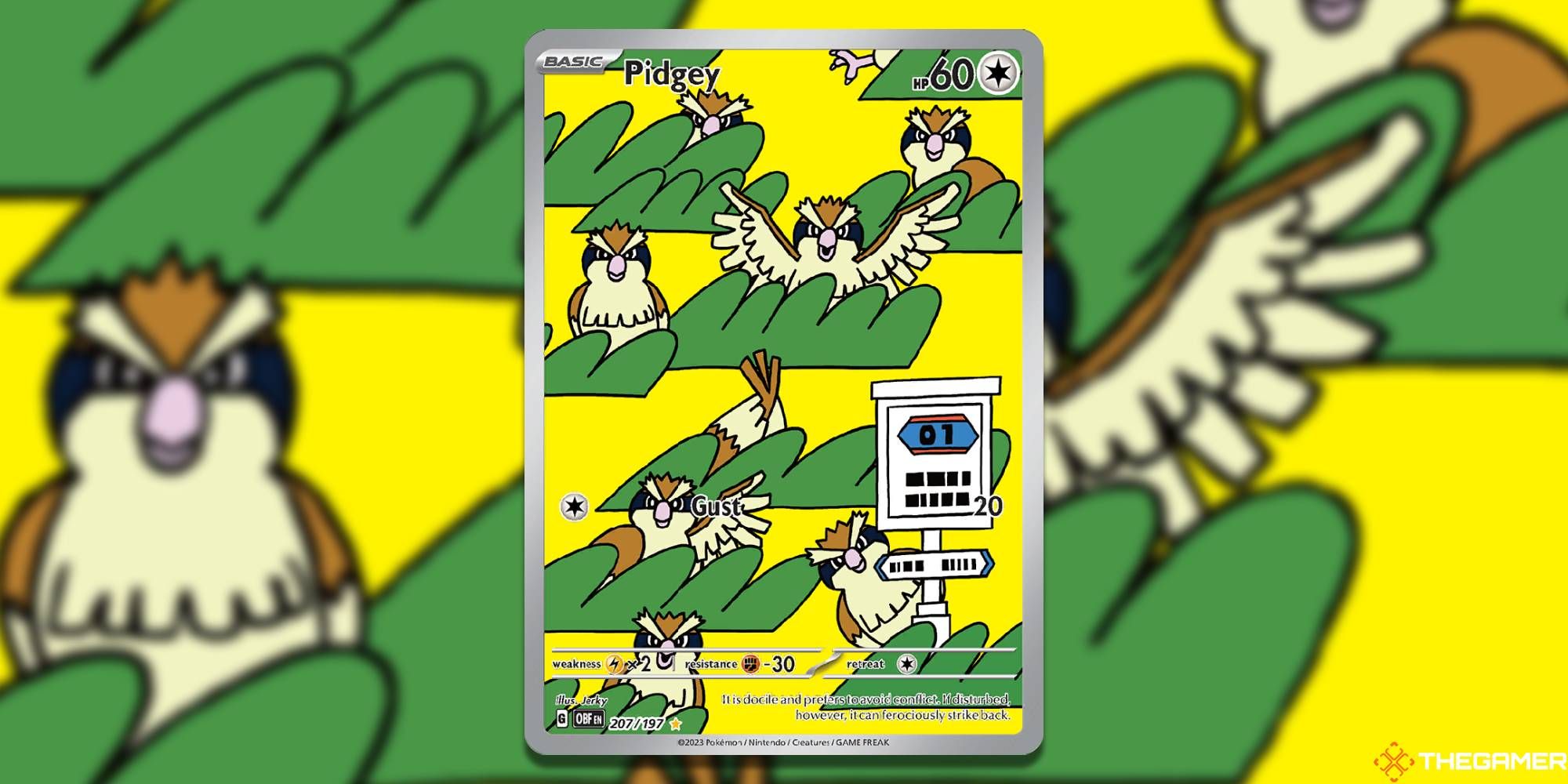 Ilustración Rare Pidgey de Pokemon TCG Obsidian Flames