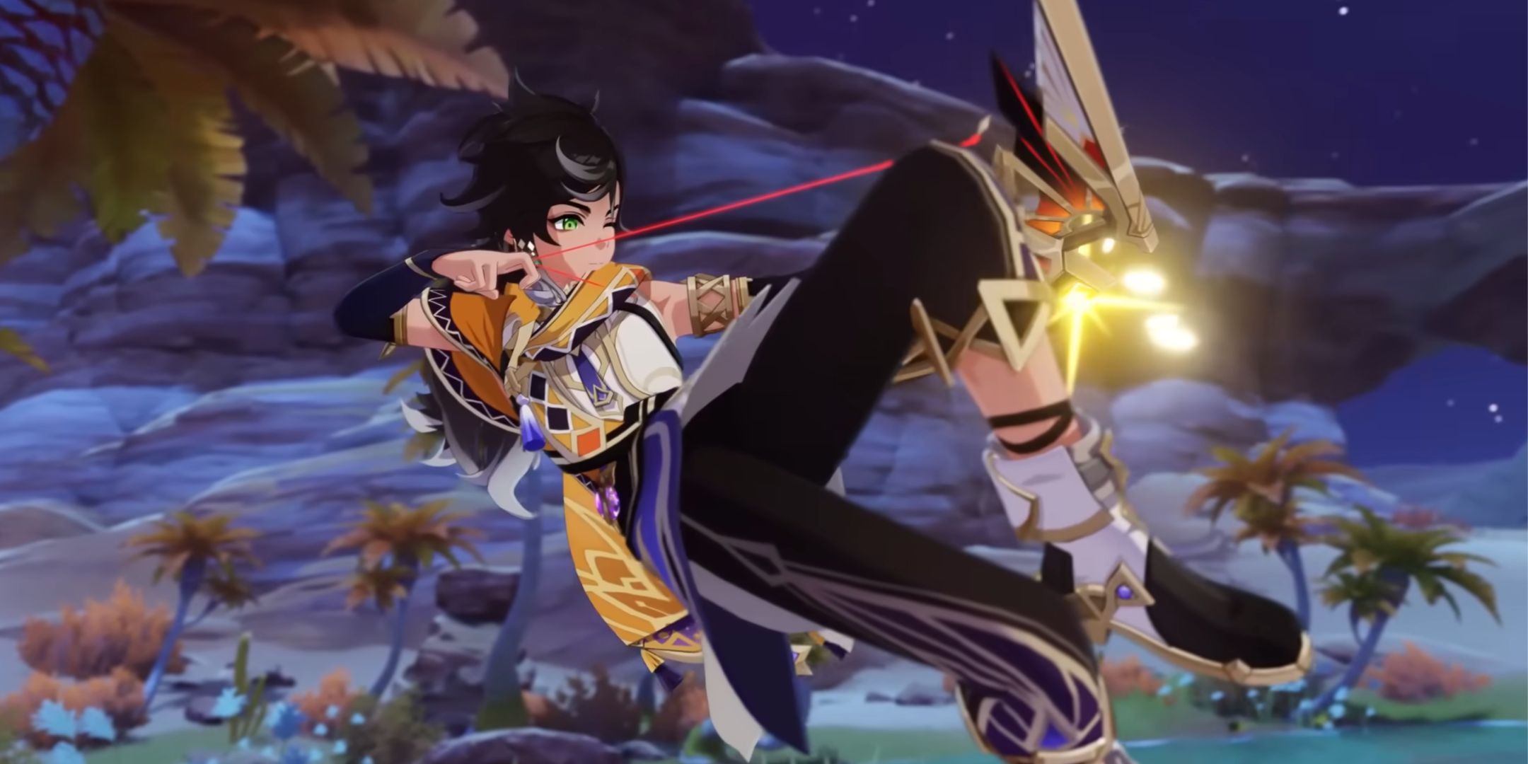 Genshin Impact Sethos apuntando su tiro