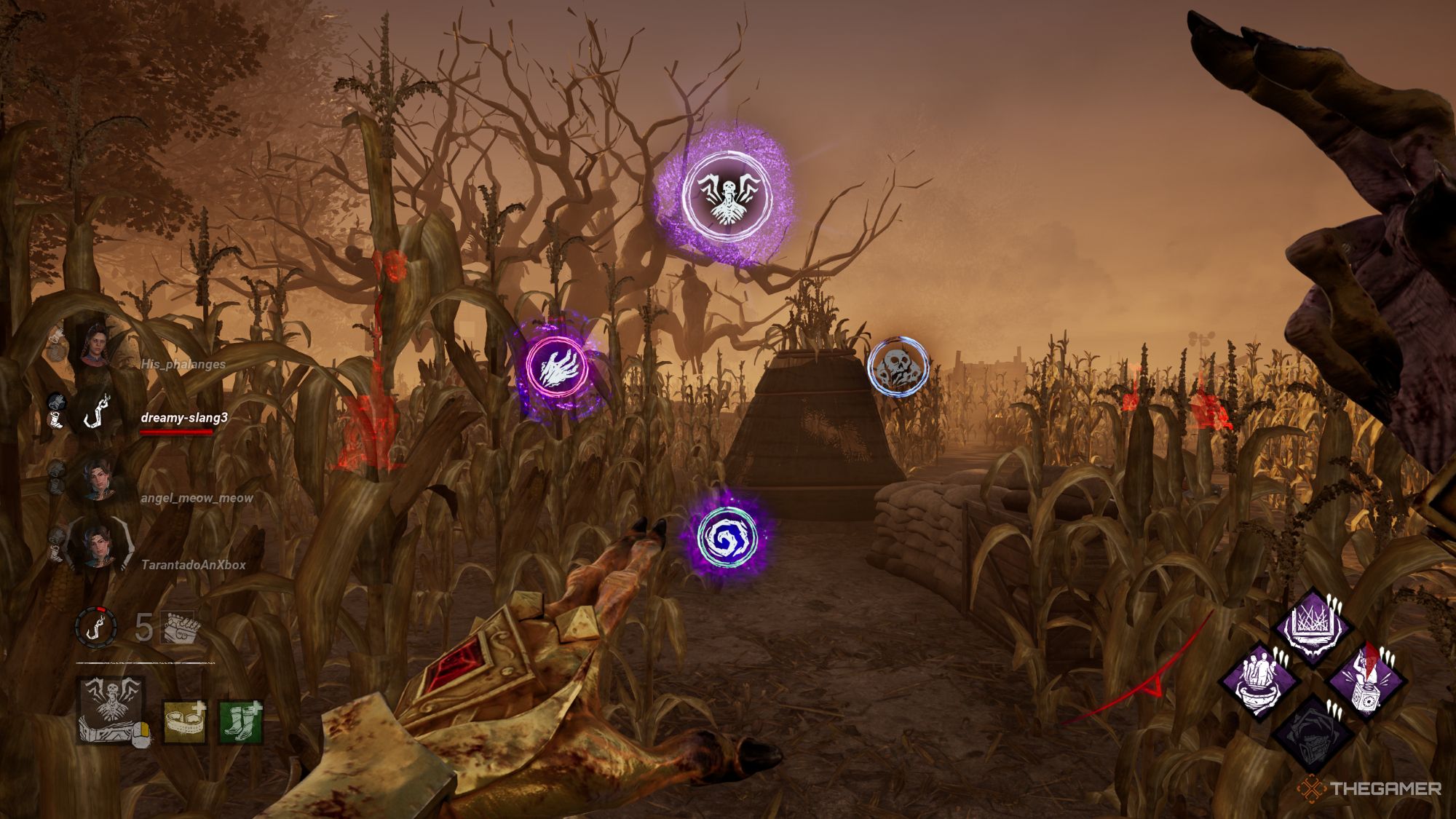 Una imagen de Dead By Daylight de The Lich's Power Wheel, que te permite elegir entre cuatro hechizos diferentes.  Actualmente, el hechizo de vuelo está seleccionado.